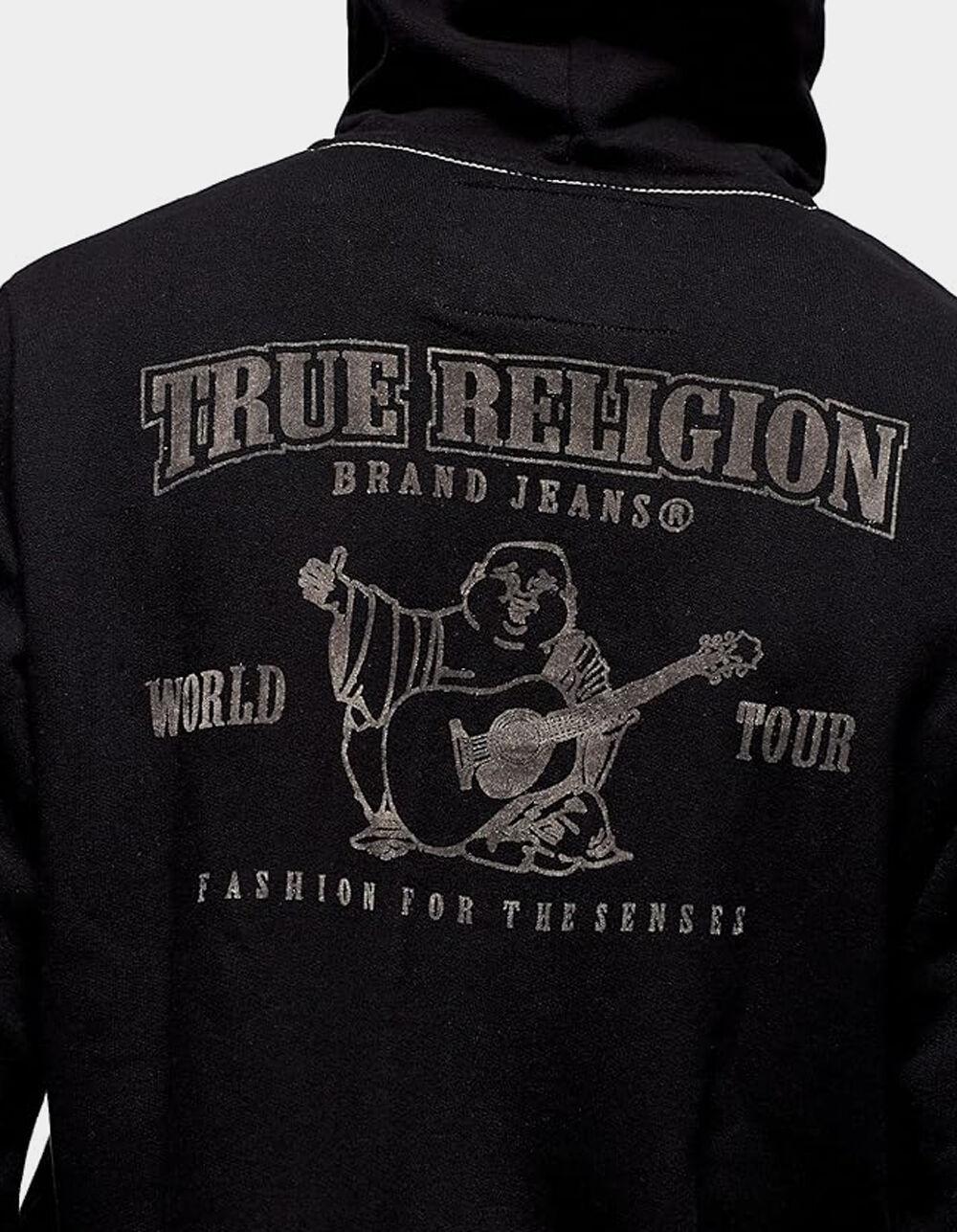 TRUE RELIGION Buddha Logo Mens Zip-Up Hoodie - BLACK Product Image