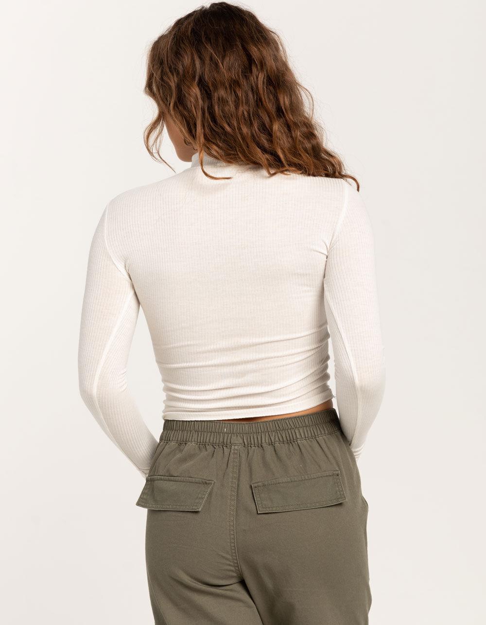 TILLYS Mock Neck Womens Long Sleeve Tee - OFF WHITE Product Image