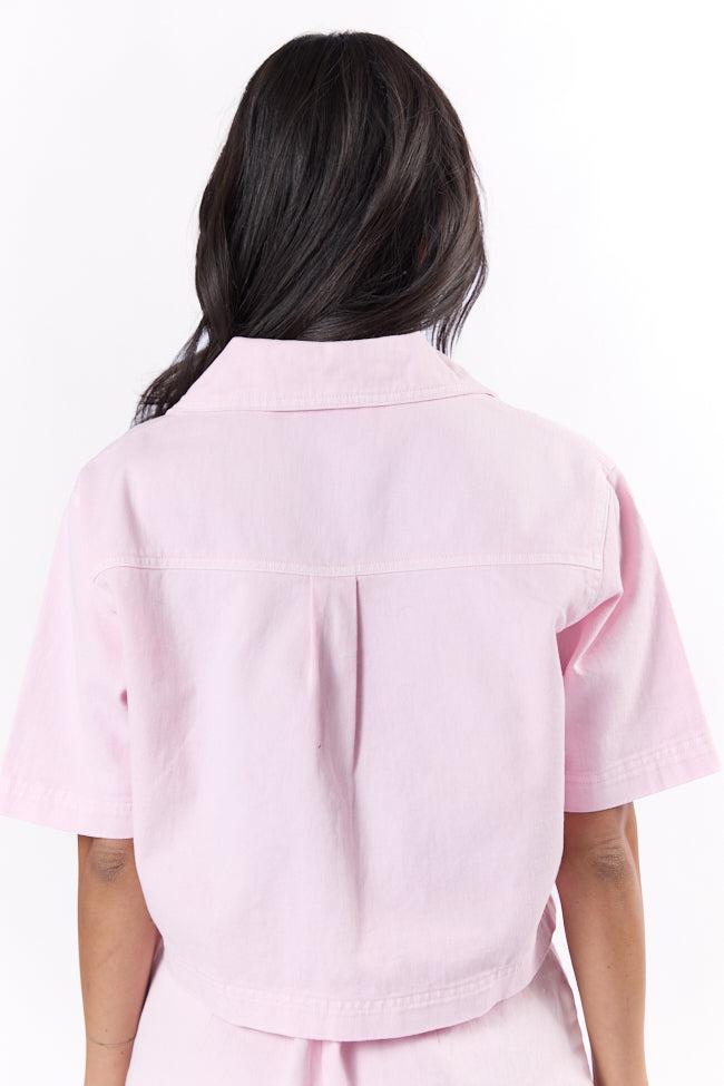 New Ways Soft Pink Cropped Denim Top FINAL SALE Product Image