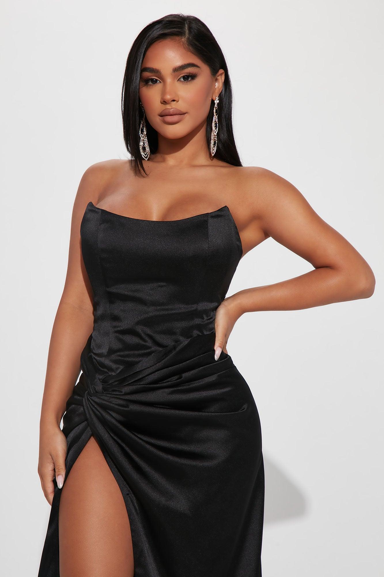 Teagan Satin Maxi Dress Set - Black Product Image