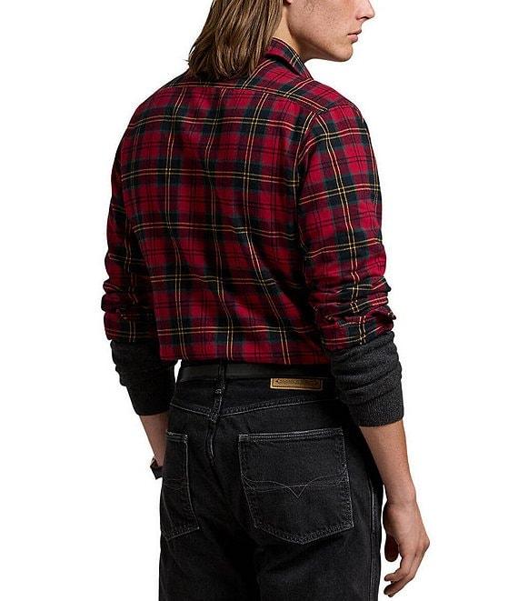 Polo Ralph Lauren Classic-Fit Plaid Brushed Oxford Long Sleeve Woven Shirt Product Image