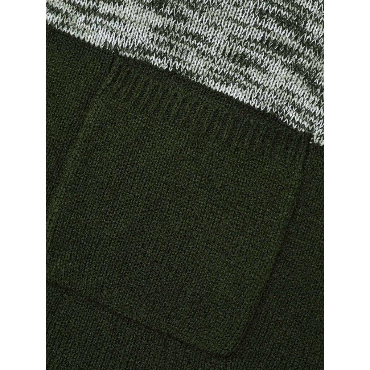 Plus Size Heather Colorblock Contrast Patched Pocket Cardigan ArmyGreen Women Casual Loose Long Sleeve Everyday Cardigans BloomChic 28/5X Product Image