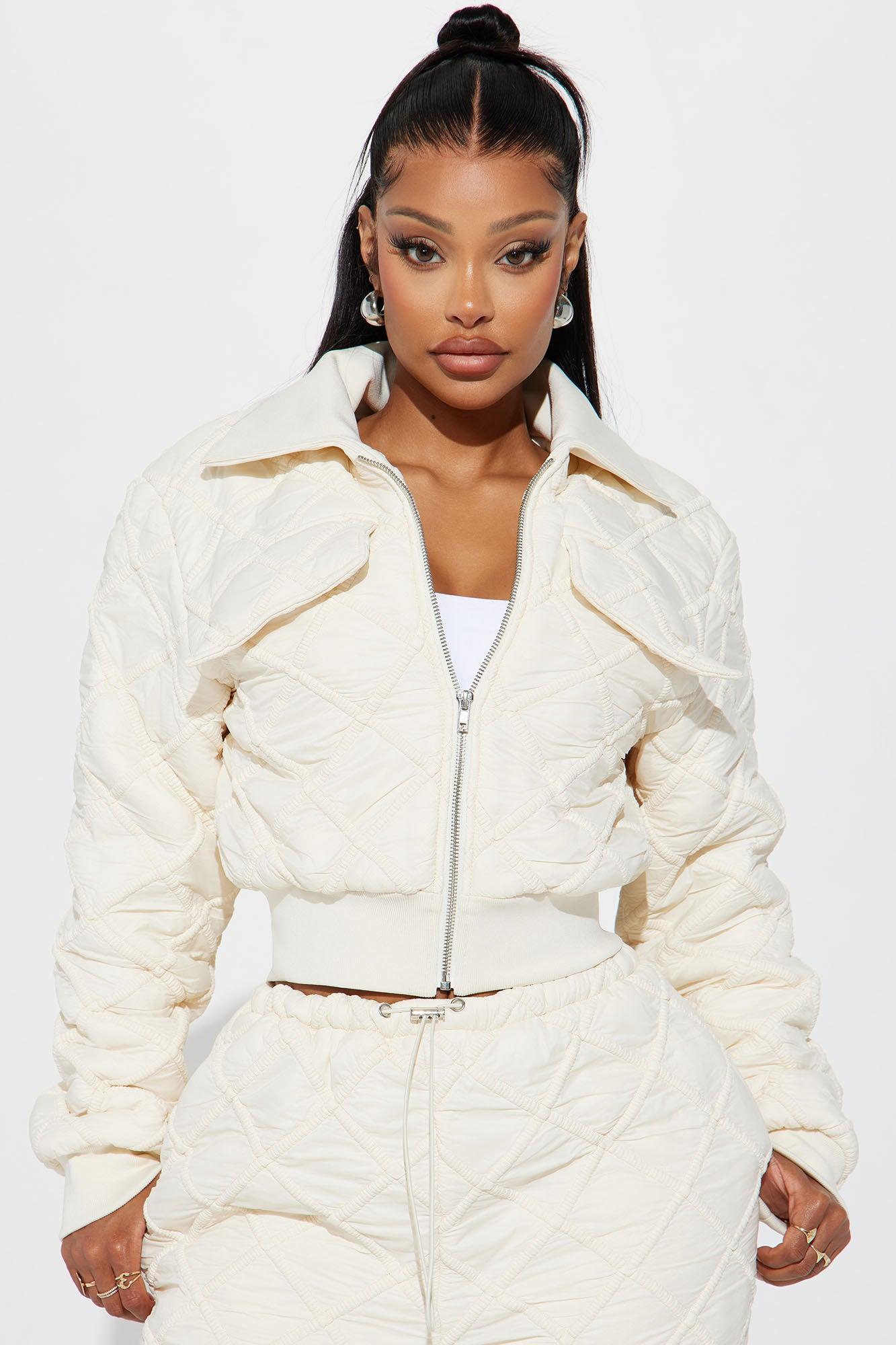 Paige Quilted Puffer Pant Set - Cream Product Image