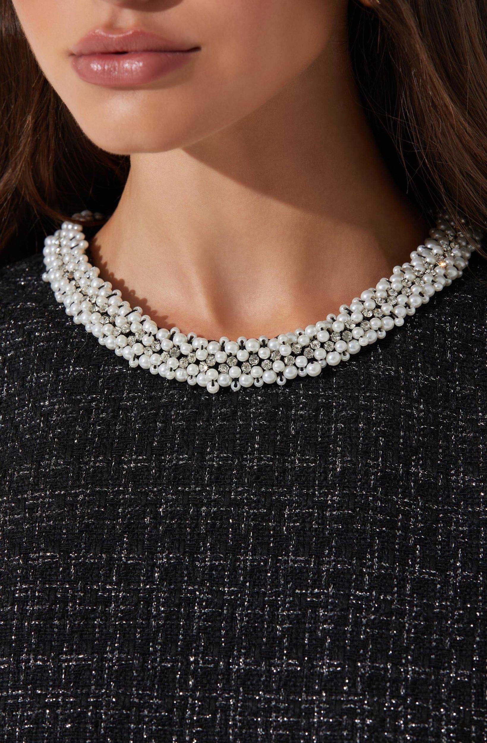 Althea Tweed Pearl Collar Mini Dress Product Image