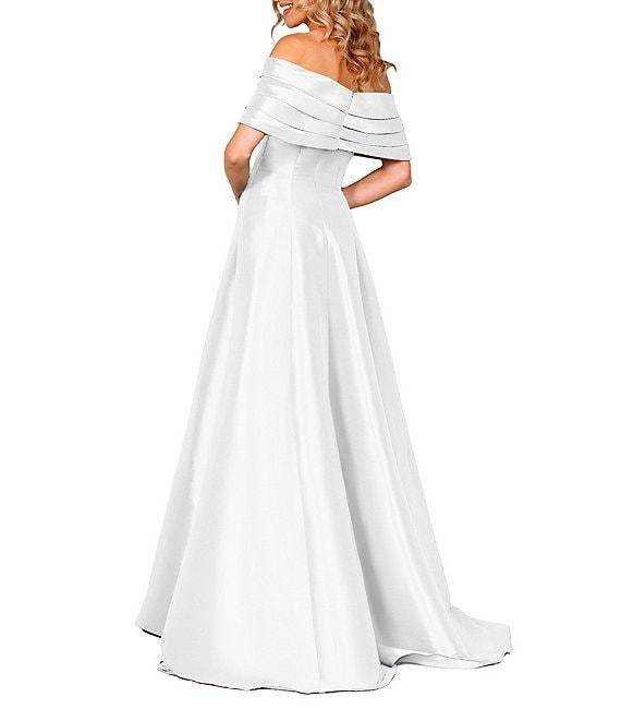 Terani Couture Pleated Off-the-Shoulder A-Line Gown Product Image
