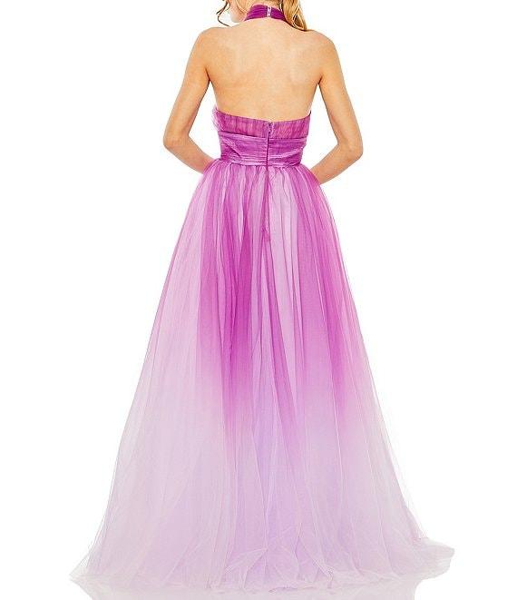 Mac Duggal Ombre Criss Cross Halter Neck Ball Gown Product Image