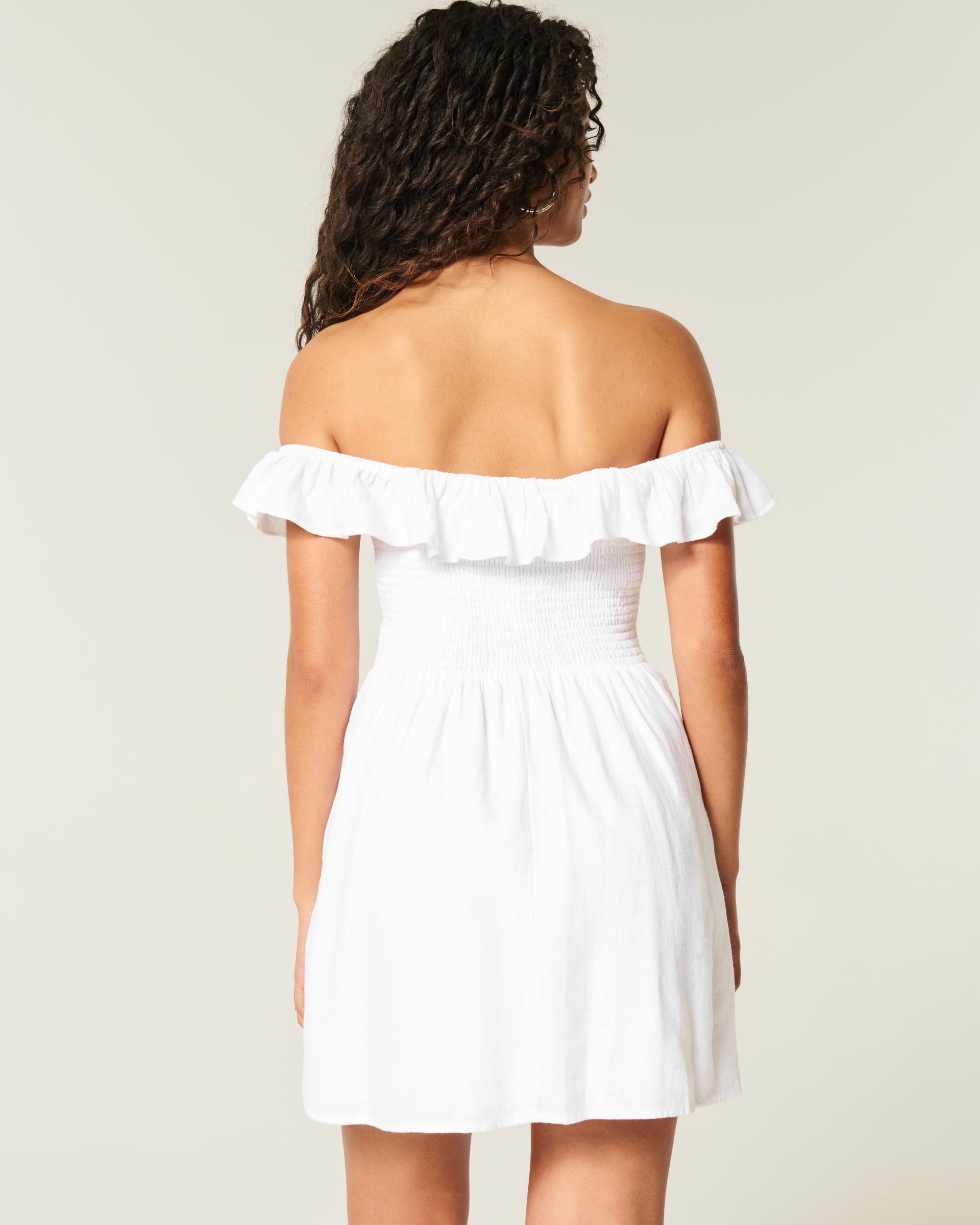 Off-the-Shoulder A-Line Ruffle Mini Dress Product Image