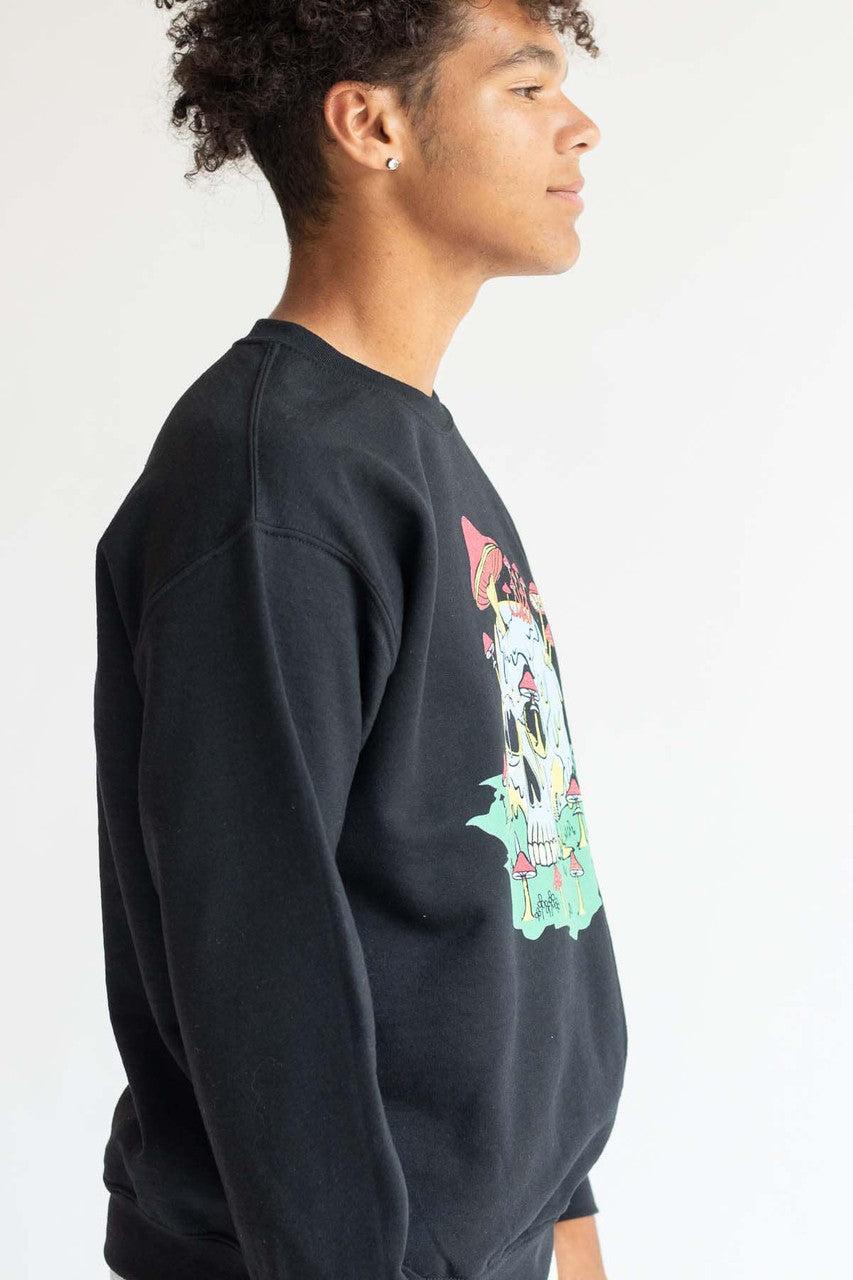 Growing Shrooms On A Skull Sweatshirt Product Image
