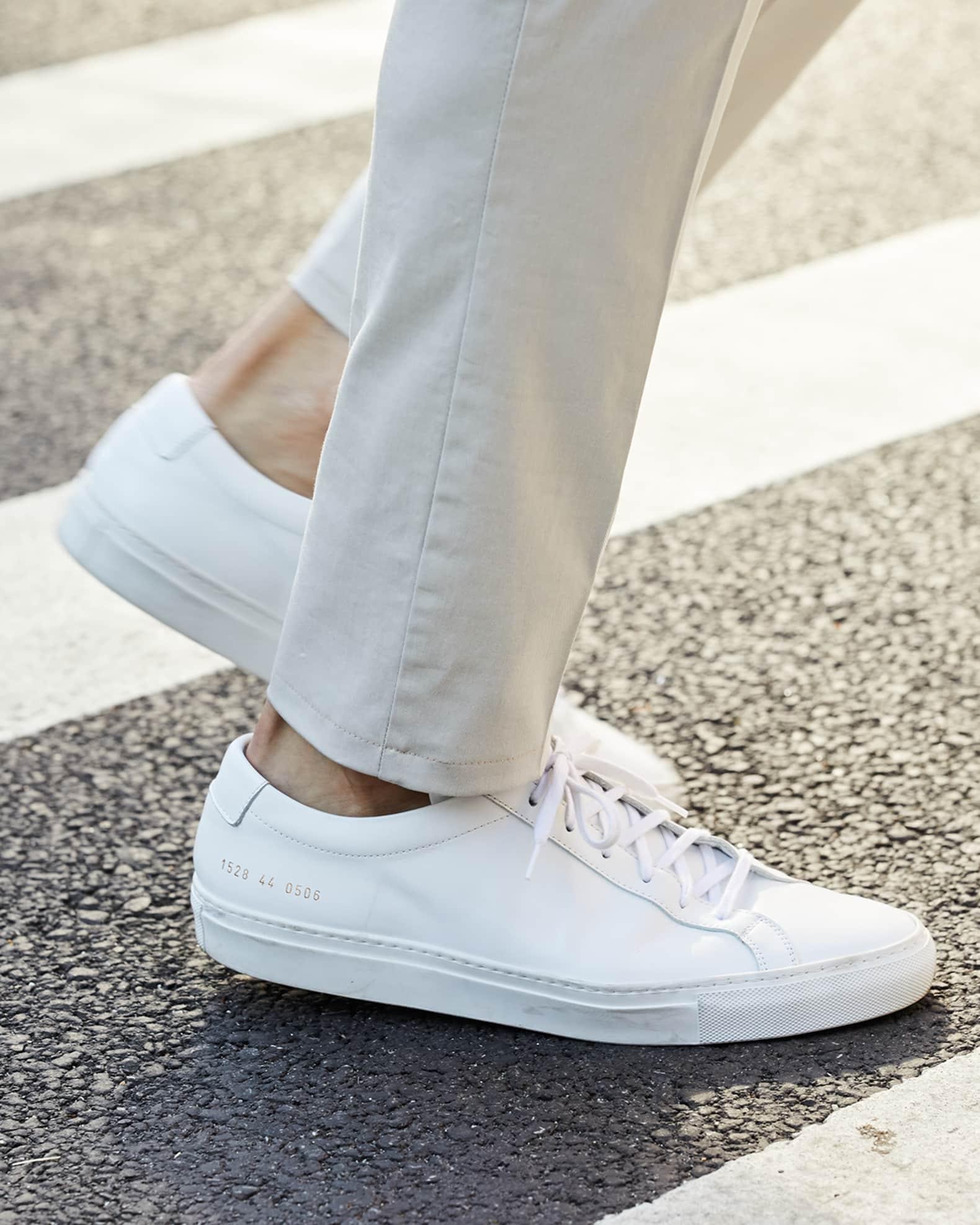 Men's Achilles Leather Low-Top Sneakers, White Product Image