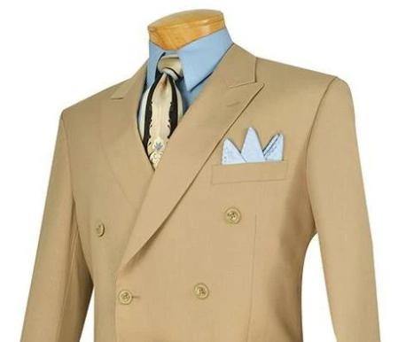 Ramses Collection - Light Beige Regular Fit Double Breasted 2 Piece Suit with Adjustable Waistband Product Image