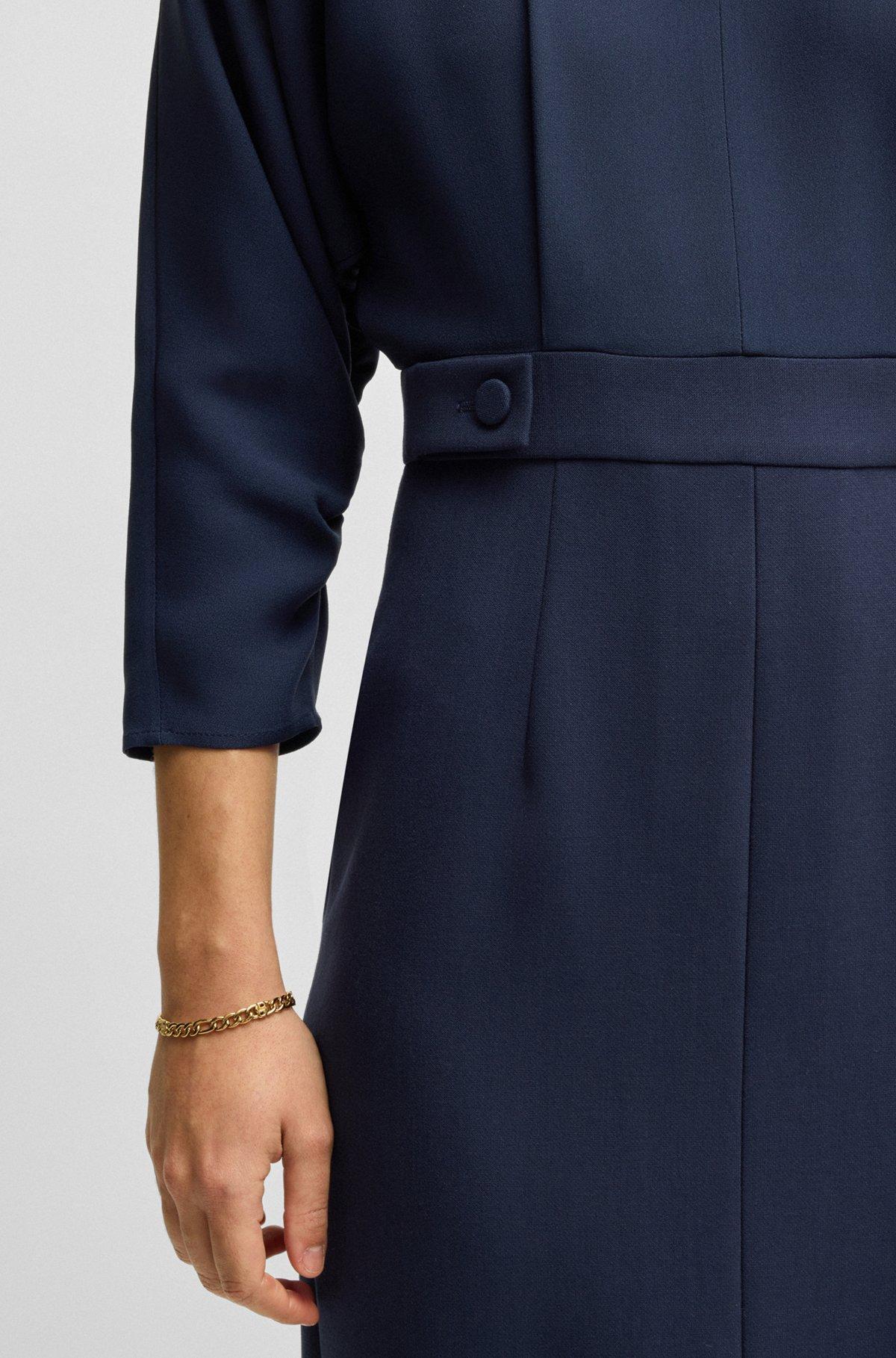 Mixed-material dress with button-tab waist Product Image