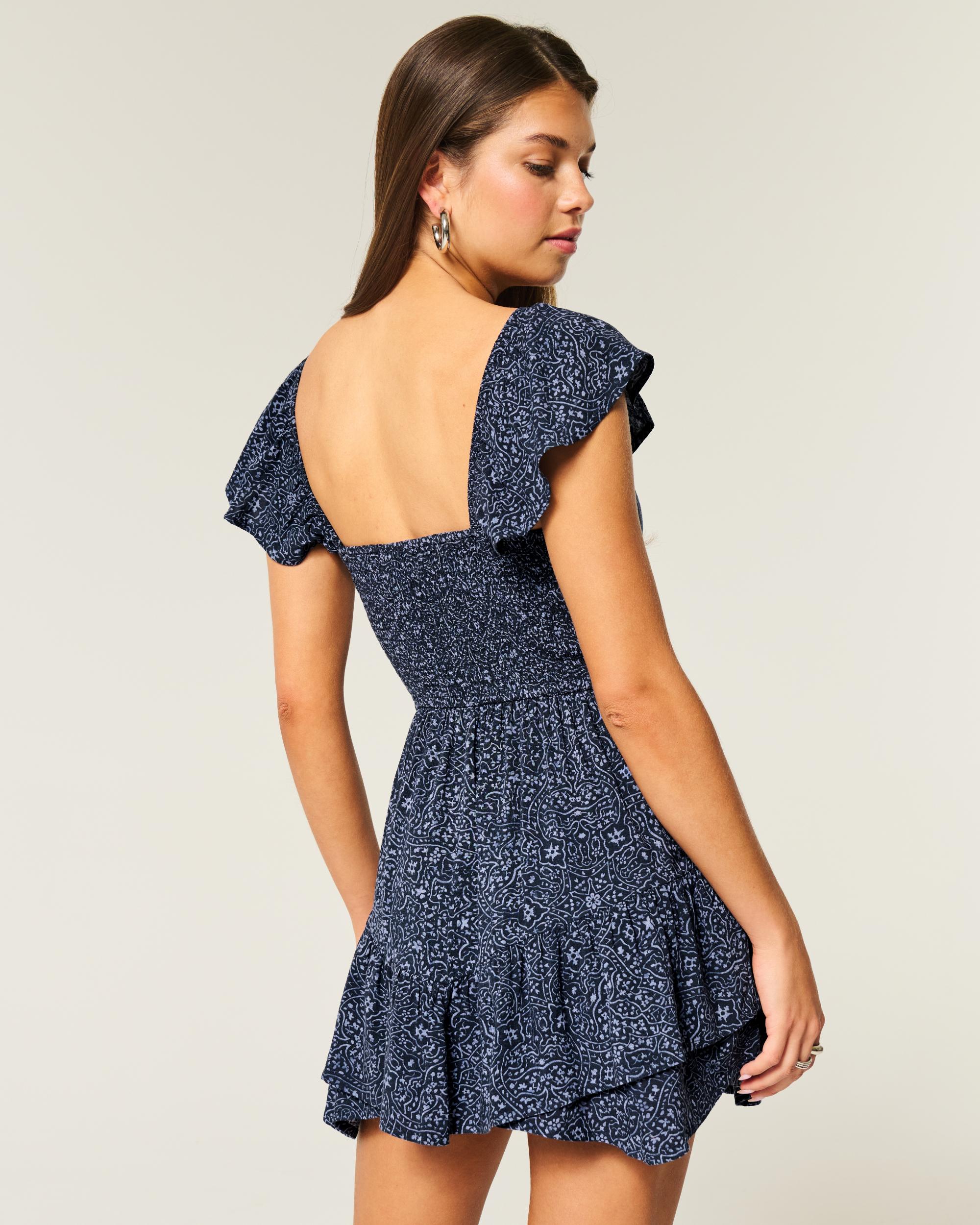 Flutter Sleeve Pinch Bust Mini Skort Dress Product Image