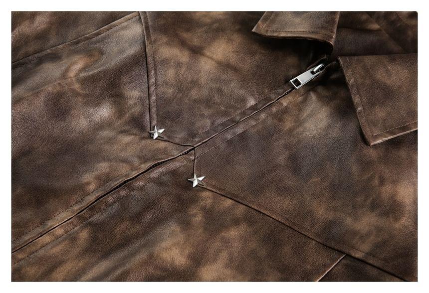 Faux-Leather Polo Jacket Product Image