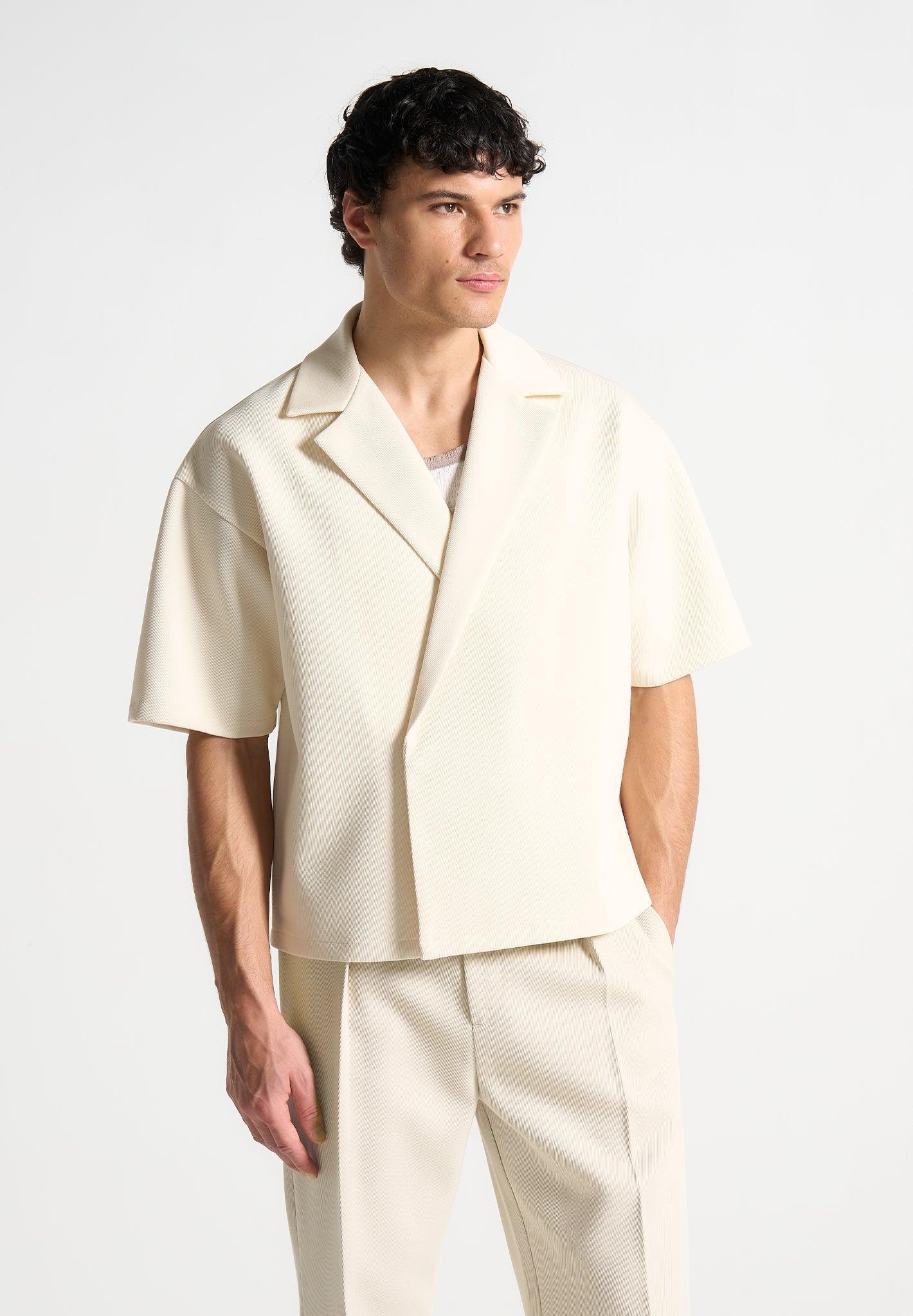 Abel - Boxy Twill Double Breasted Shirt - Cream Male Product Image