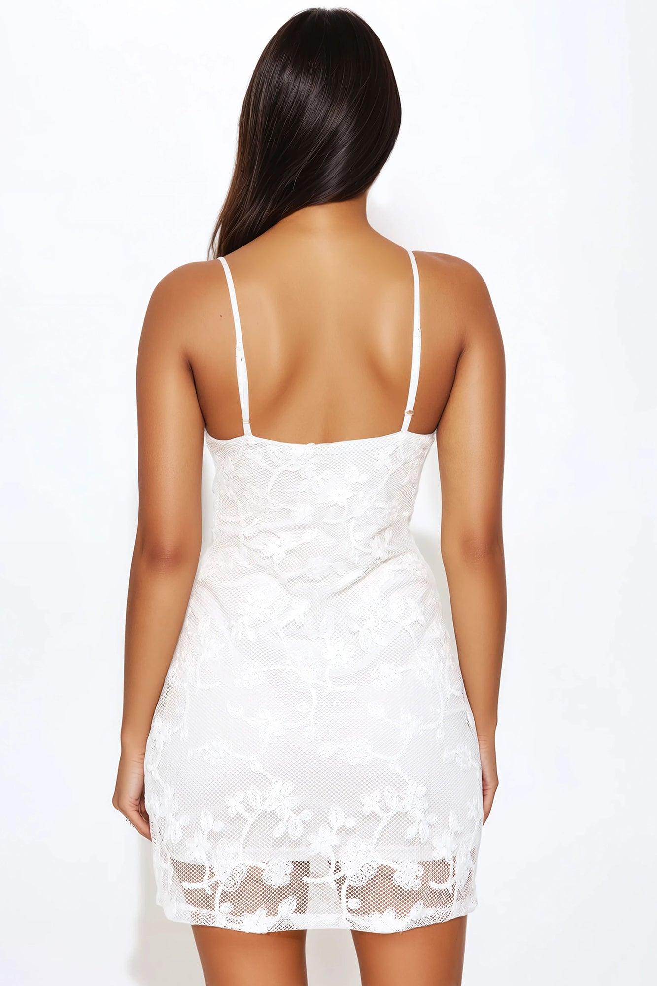 Verena Floral Lace Mini Dress - Off White Product Image