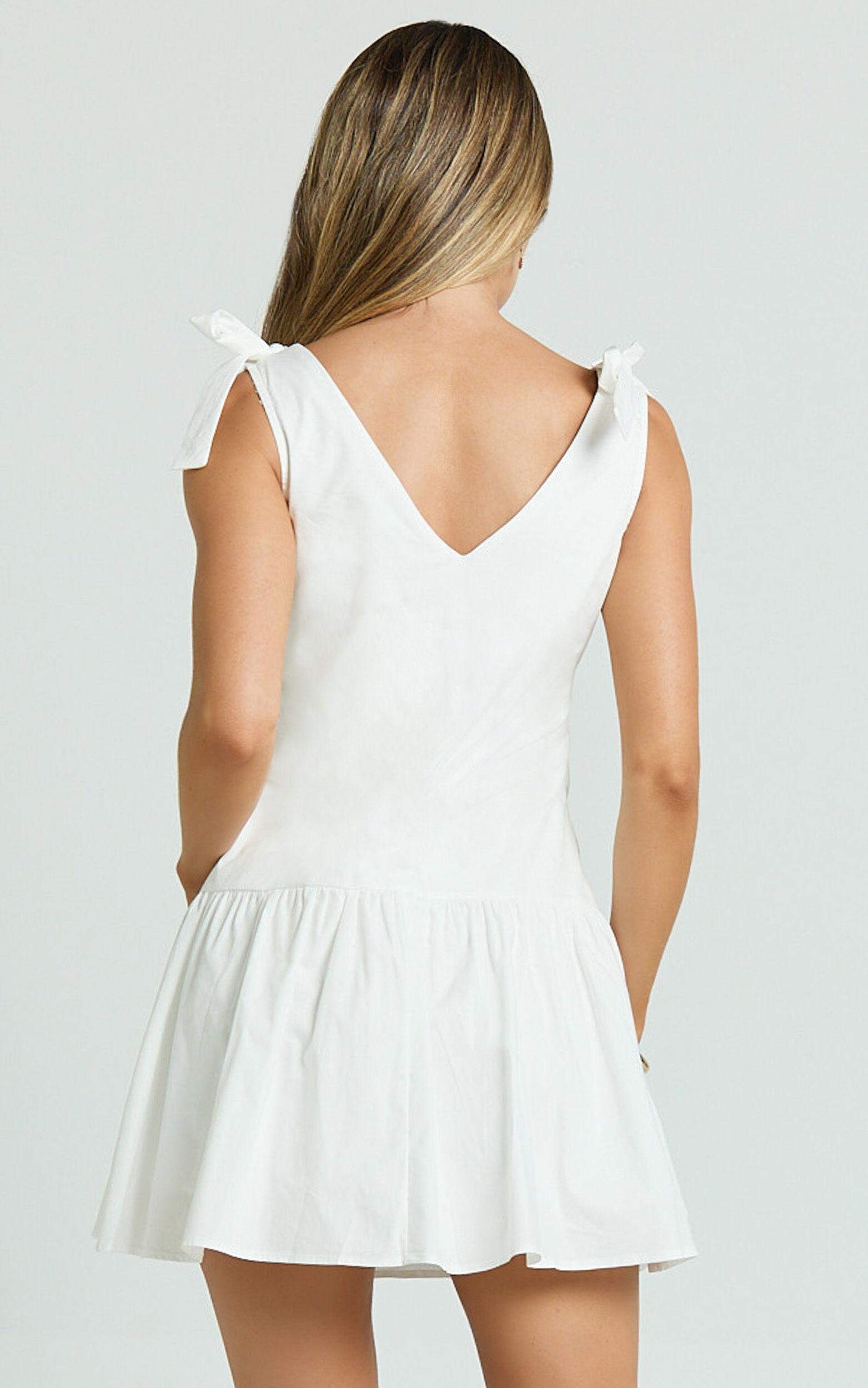 Elyza Mini Dress - V-neck Tierred Dress in White Product Image