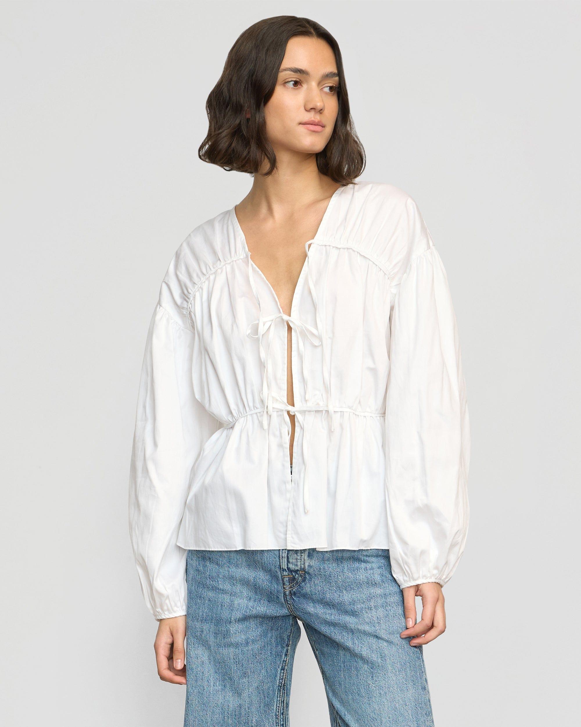 Hira Tie-Front Organic Cotton Blouse Product Image