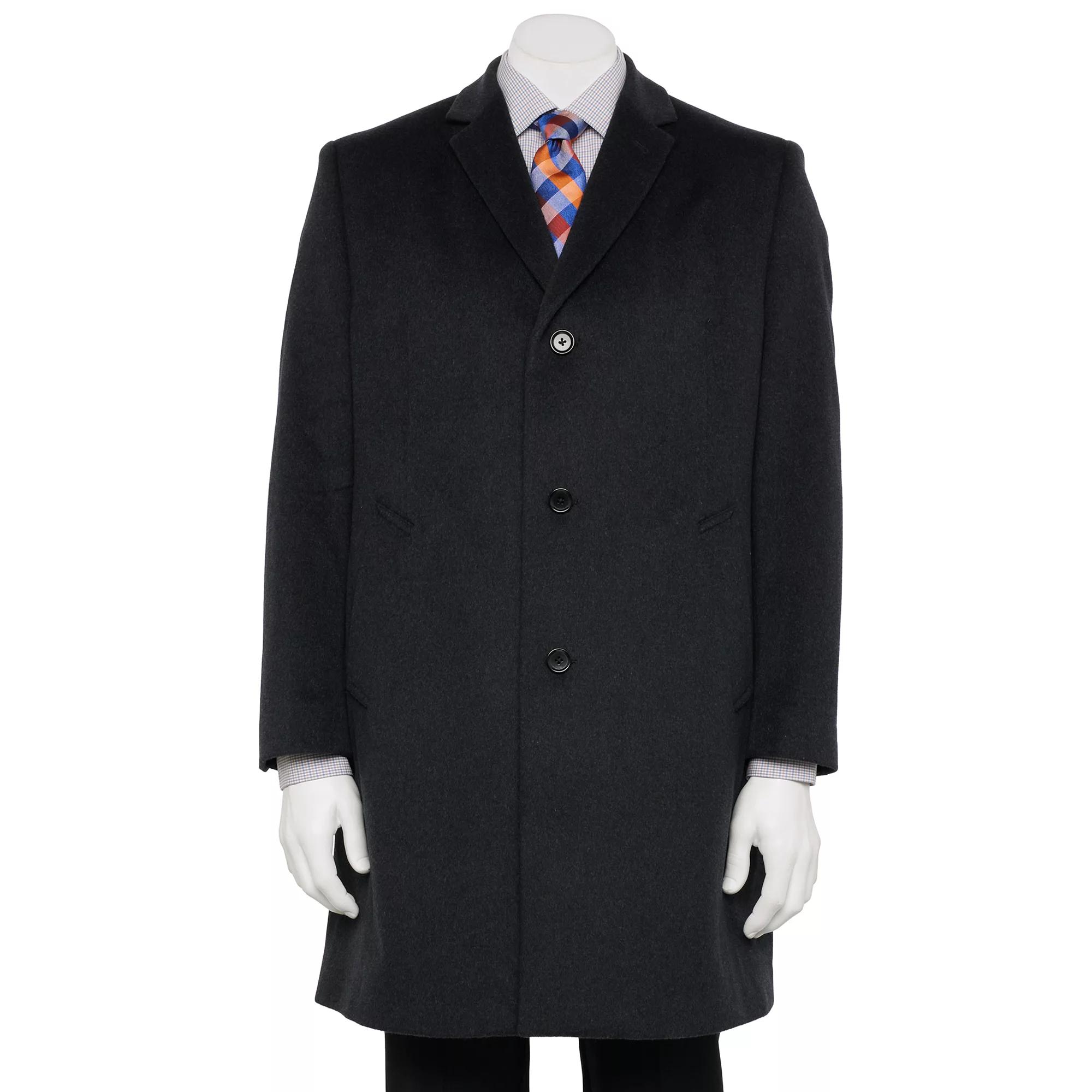 Men's Jean-Paul Germain Classic-Fit Jeffrey 38-inch Wool-Blend Topcoat, Size: 48 - Regular, Grey Product Image