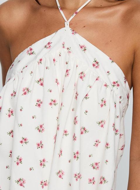 Moonlit Mini Dress White Floral Product Image