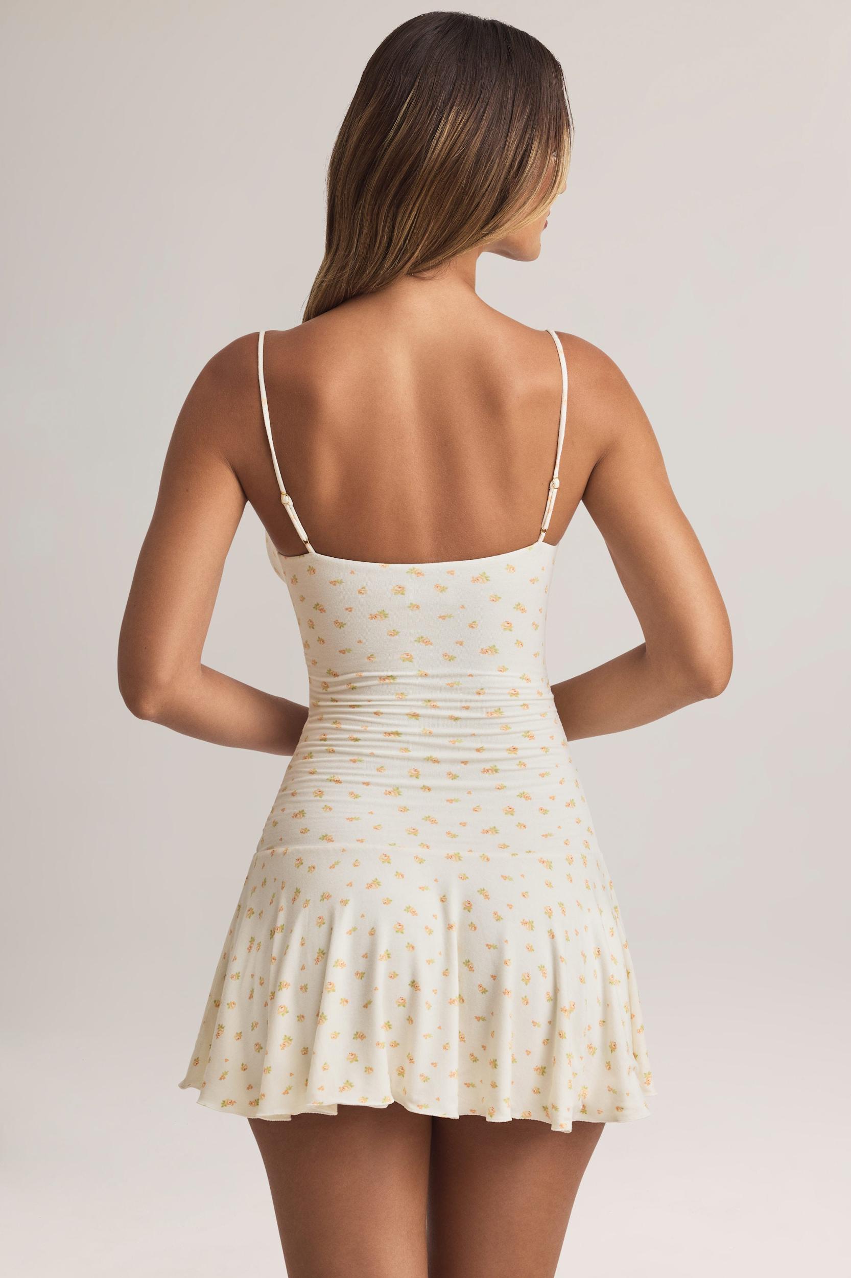 Modal Ruched A-Line Mini Dress in Floral Print Product Image