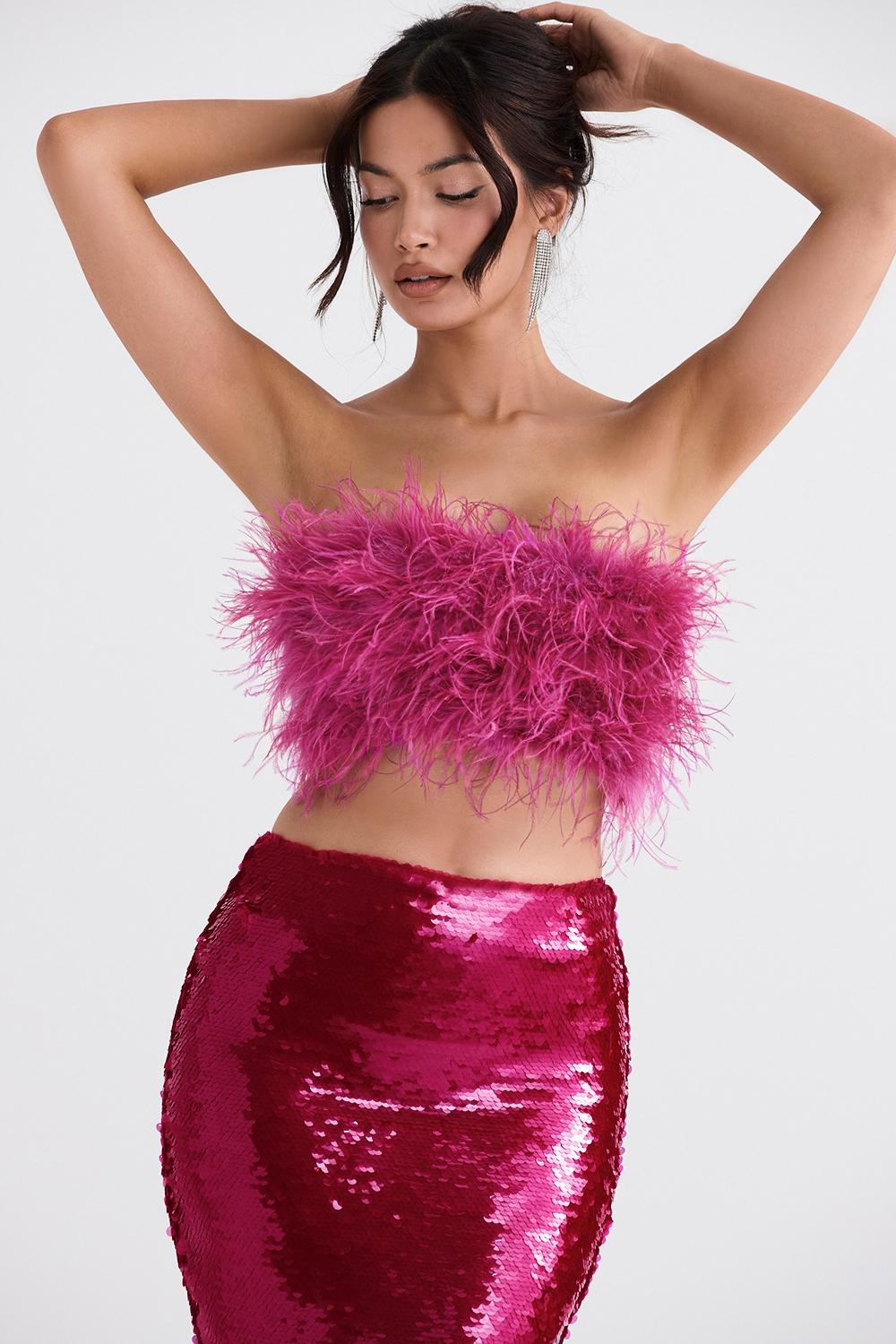 Fenella  hot pink trimmed bandeau Product Image