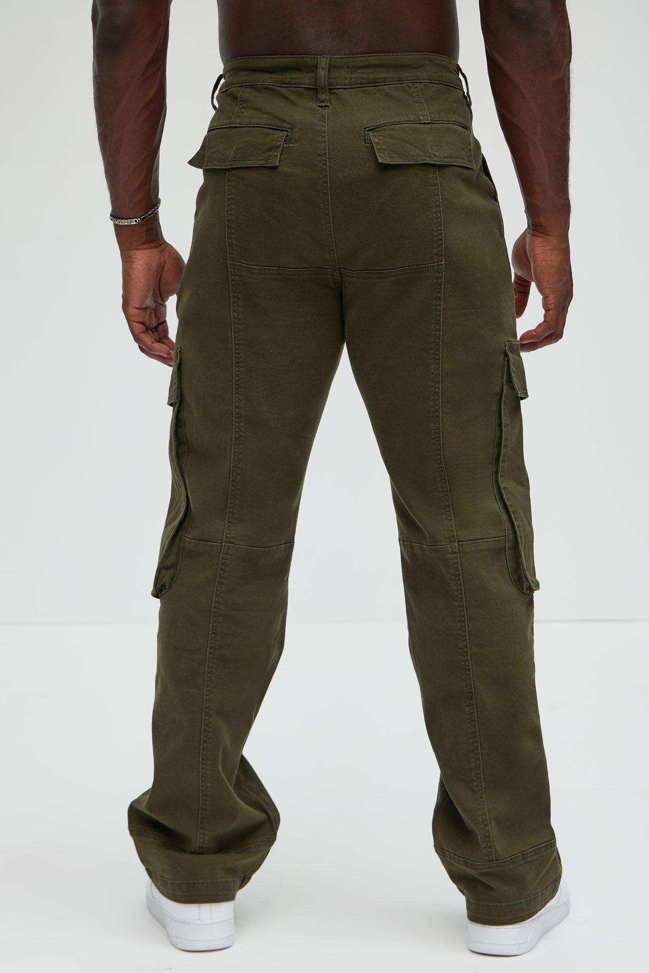 Psyche Straight Cargo Jeans - Olive Product Image