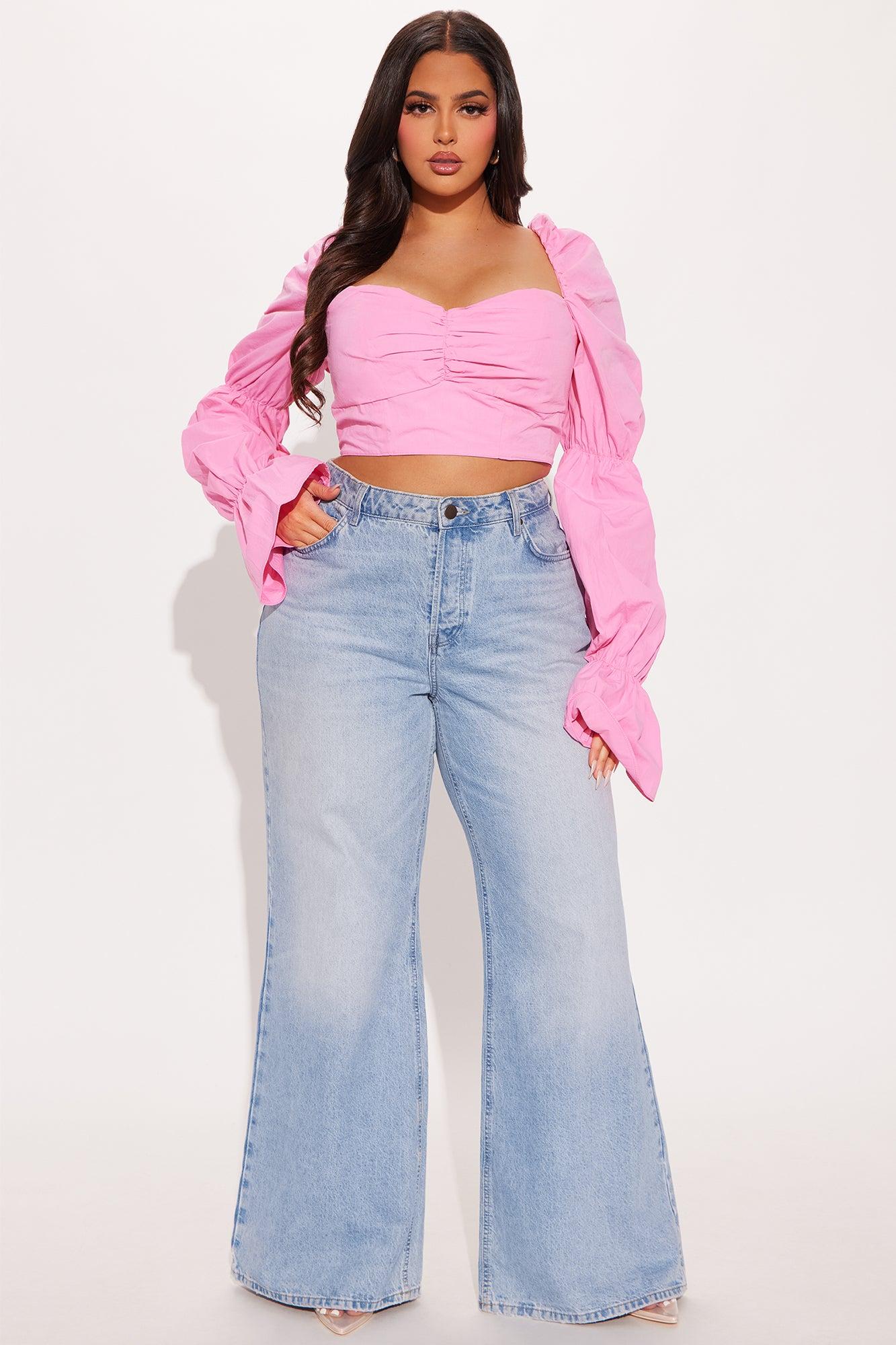 Secret Diary Poplin Corset Top - Pink Product Image