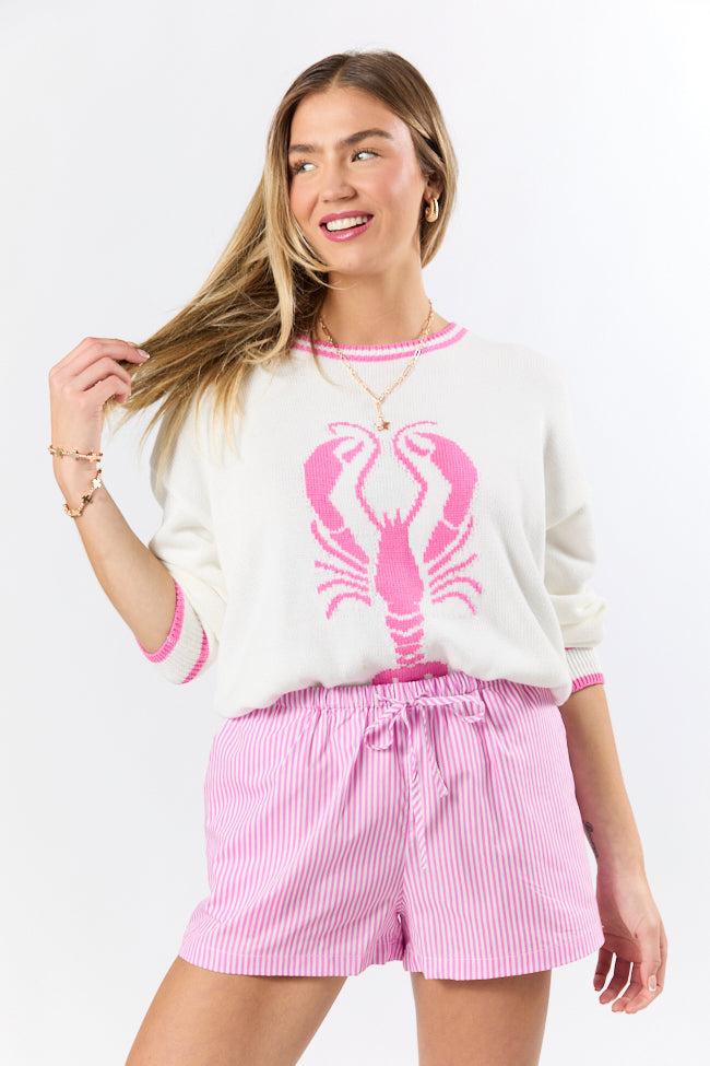 Never Leave Pink Striped Drawstring Shorts FINAL SALE Product Image