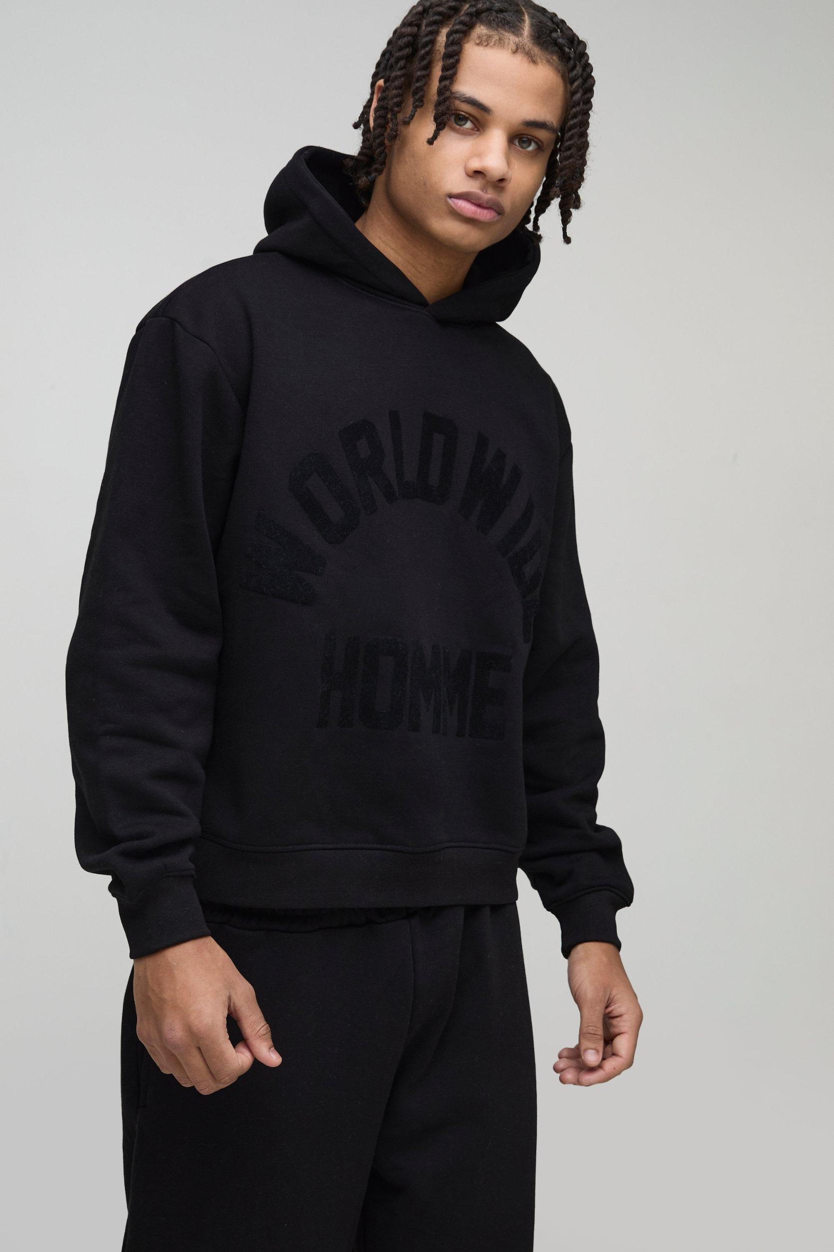 Oversized Boxy Flock Print Wide Leg Tie Cuff Tracksuit | boohooMAN USA Product Image