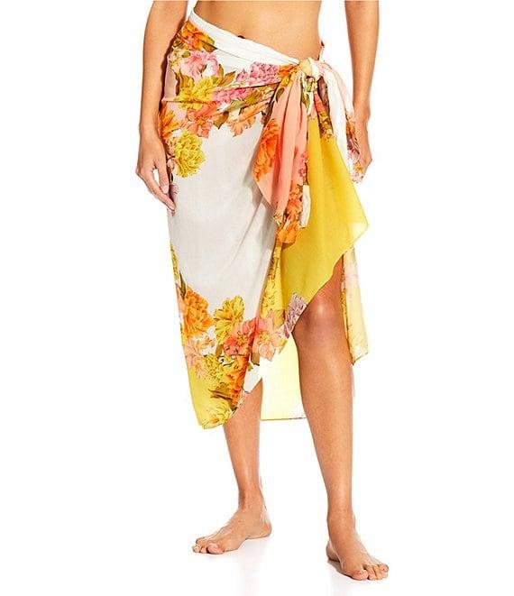 Antonio Melani Patchwork Floral Print Classic Self Tie Pareo Sarong Swim Cover-Up Product Image