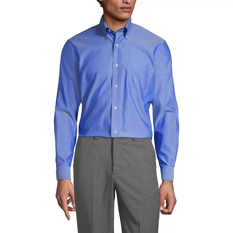 Men's Lands' End School Uniform Long Sleeve No-Iron Pinpoint Dress Shirt,  Product Image