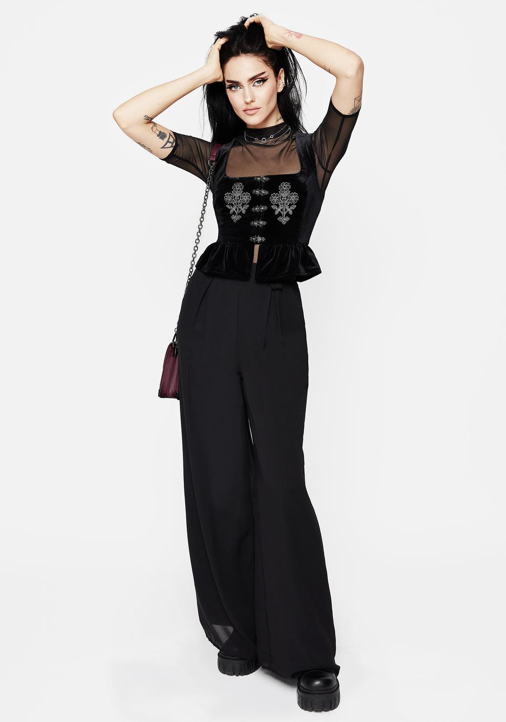 Hellebore Floral Embroidered Waistcoat Top Product Image