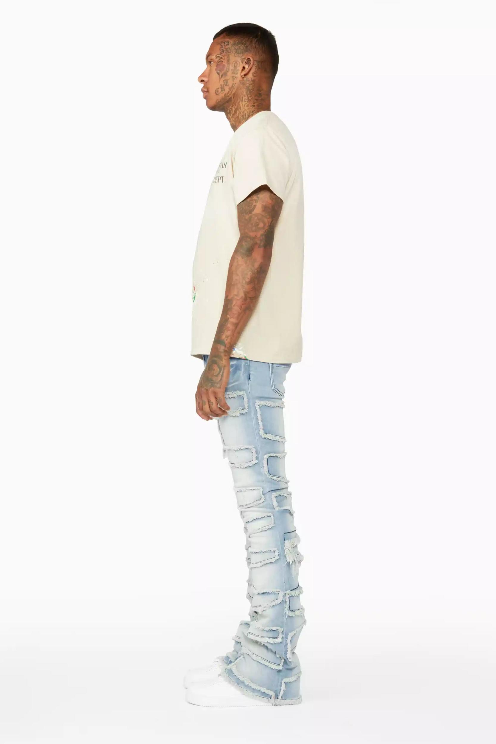 Shake Light Blue Stacked Flare Jean Male Product Image