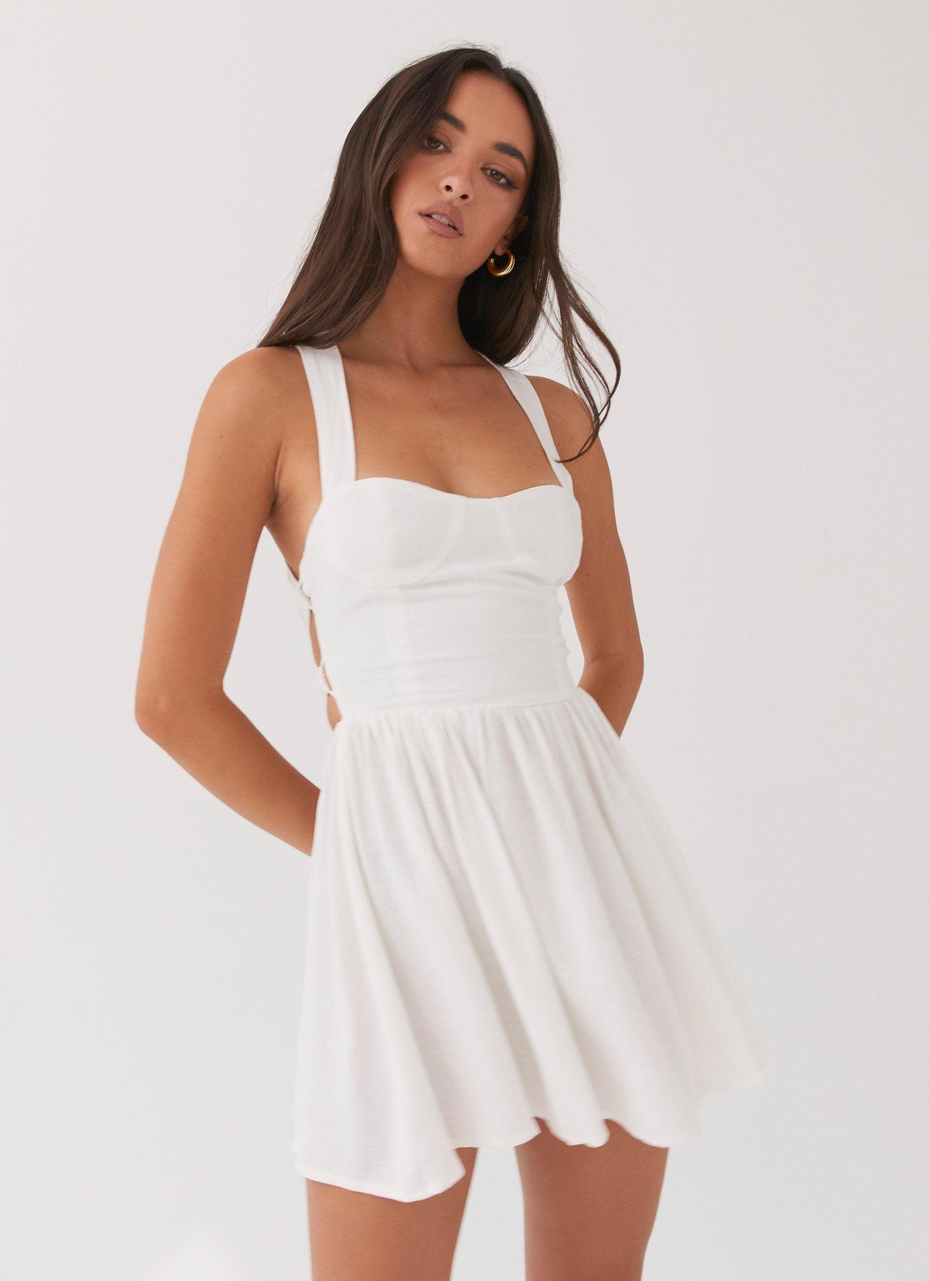 Penelope Linen Mini Dress - Ivory Product Image