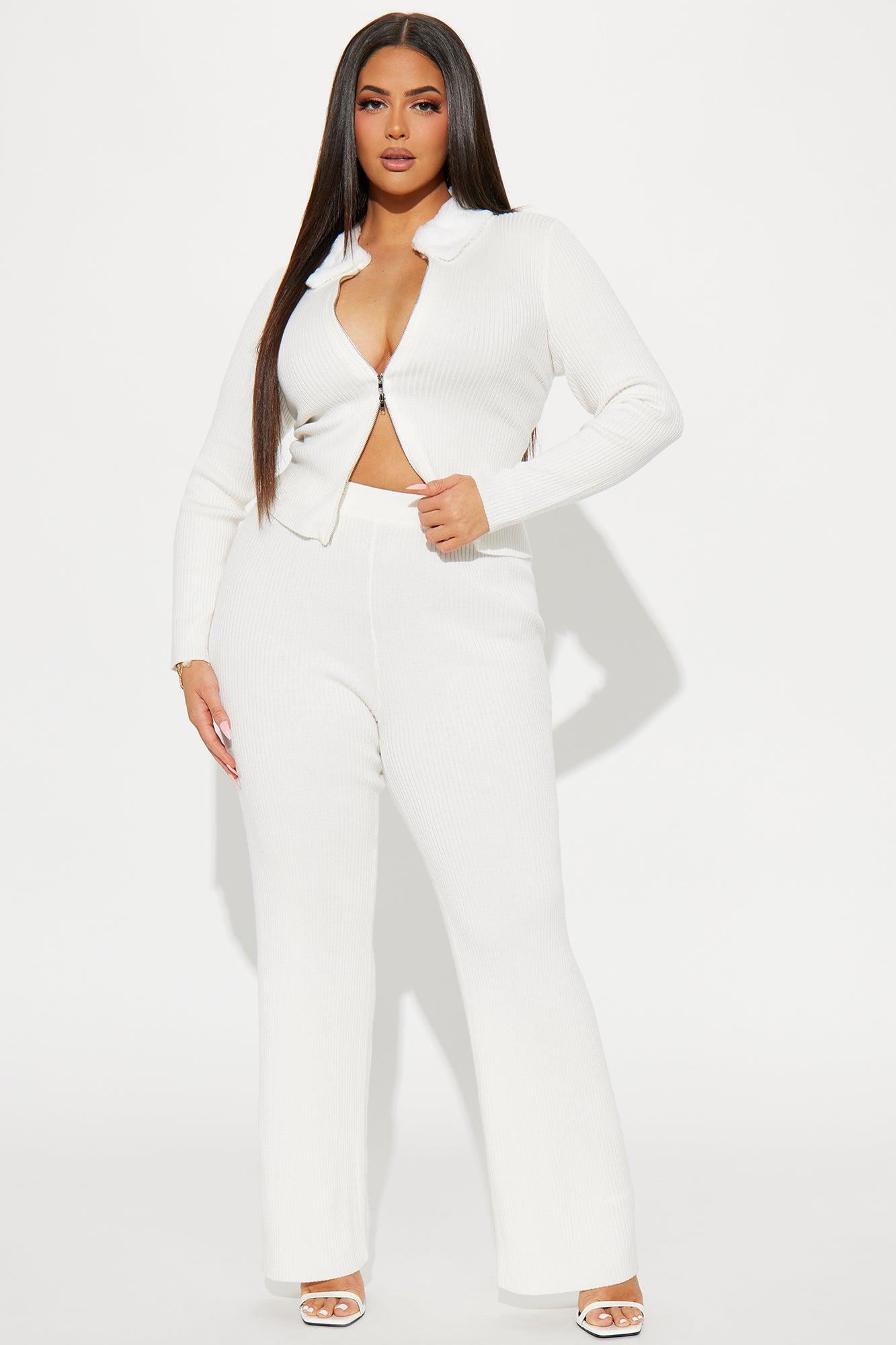 Cozy Up Ribbed Sweater Pant Set - Ivory Product Image