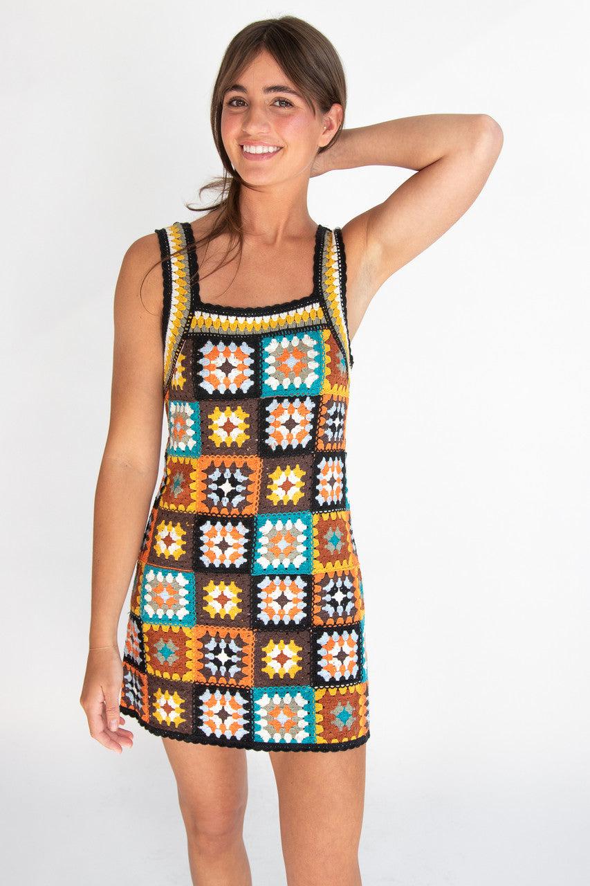 Crochet Granny Square Mini Dress Product Image