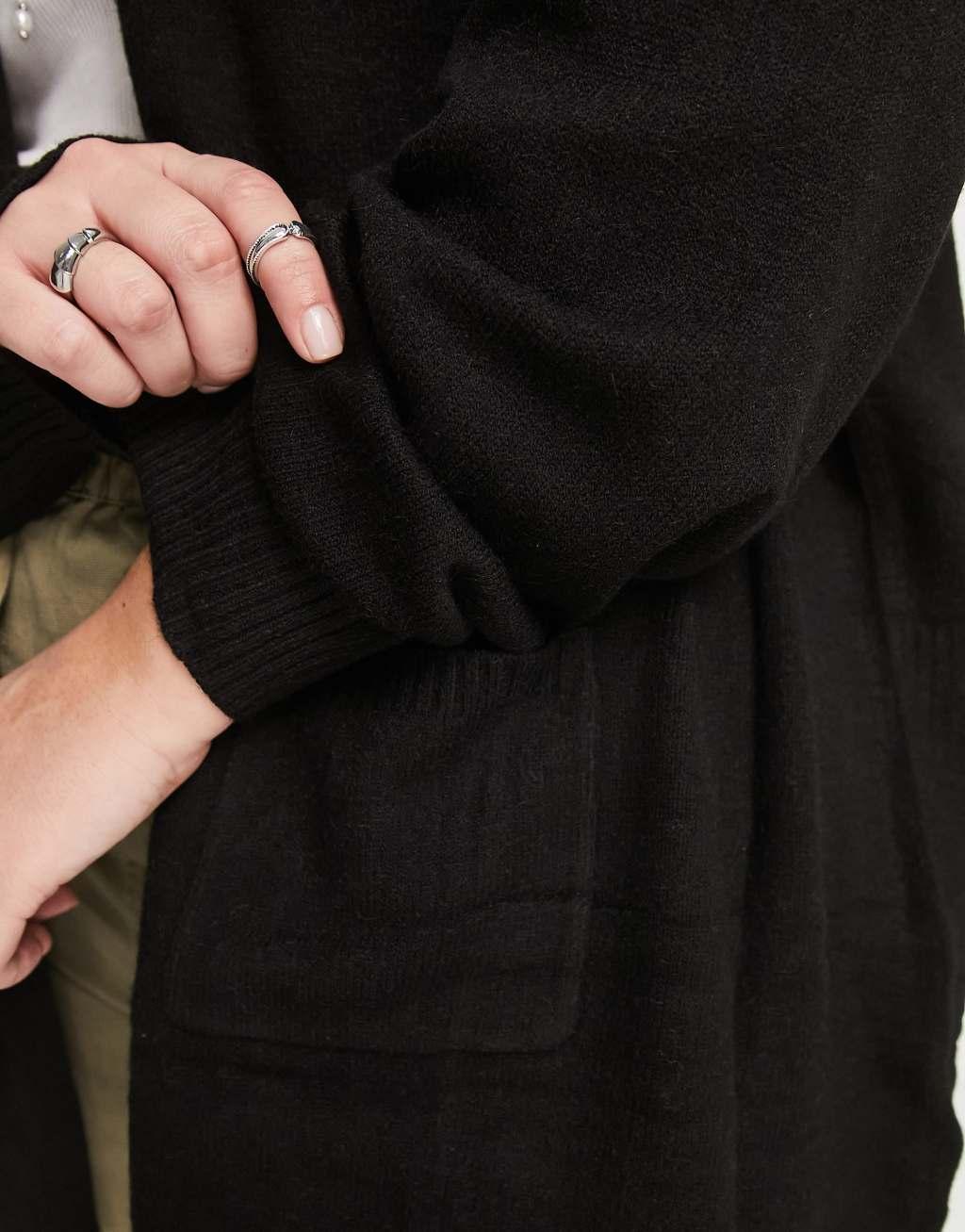 Only Curve longline cardigan in black Product Image