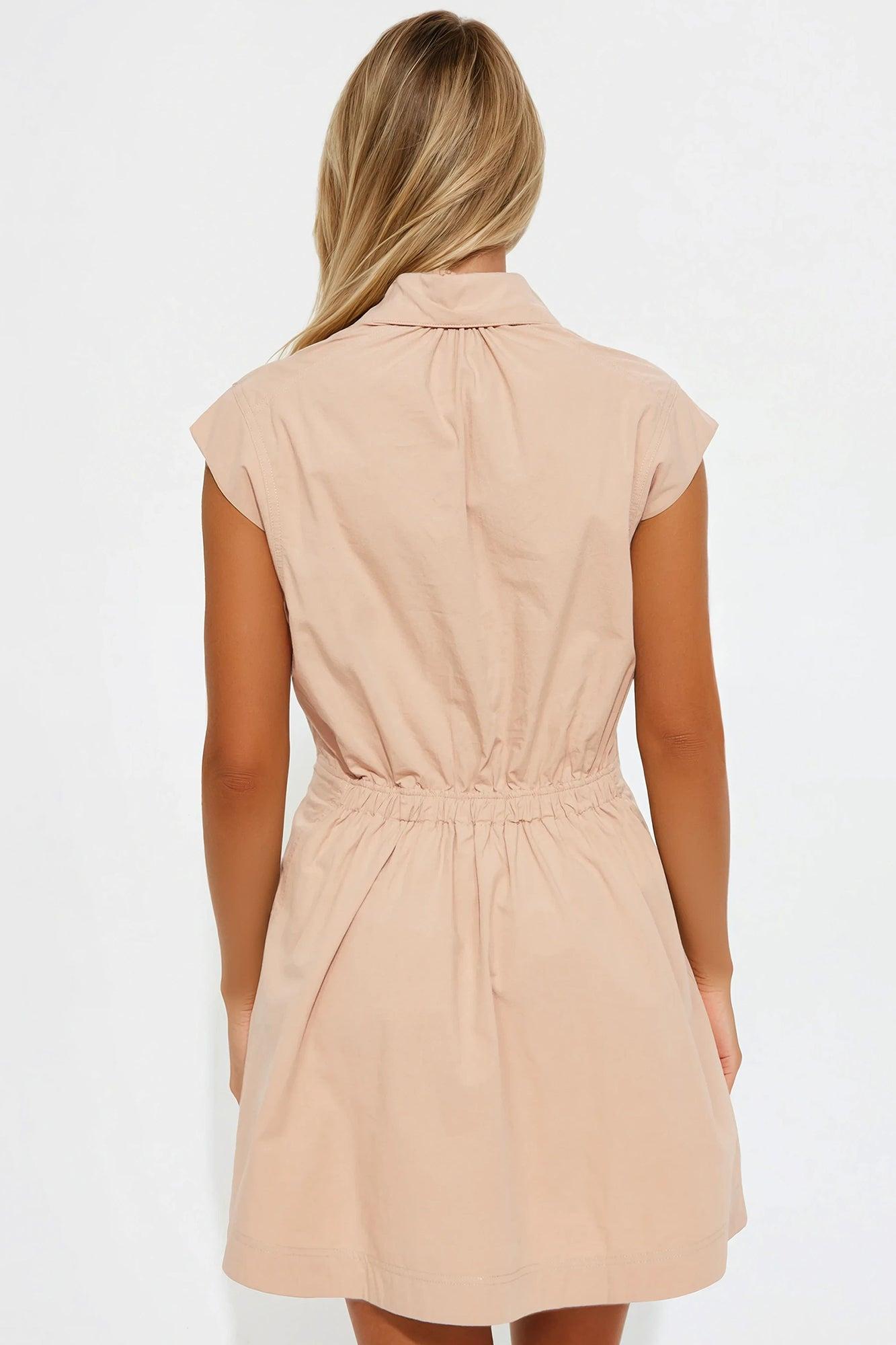 Bianca Poplin Mini Dress - Taupe Product Image