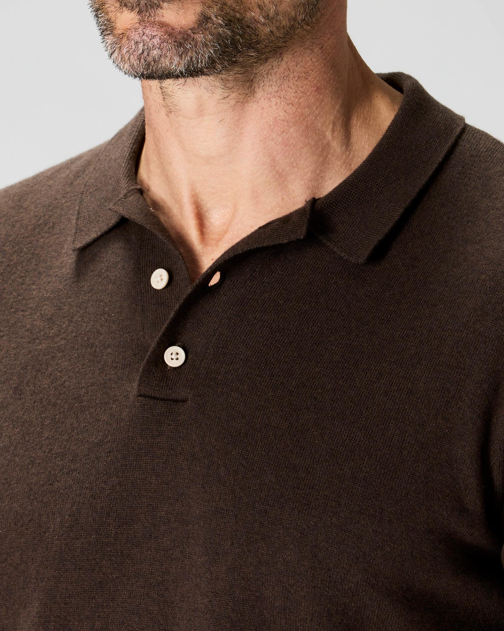 Fine Ribbed Cotton Cashmere Polo Shirt Product Image