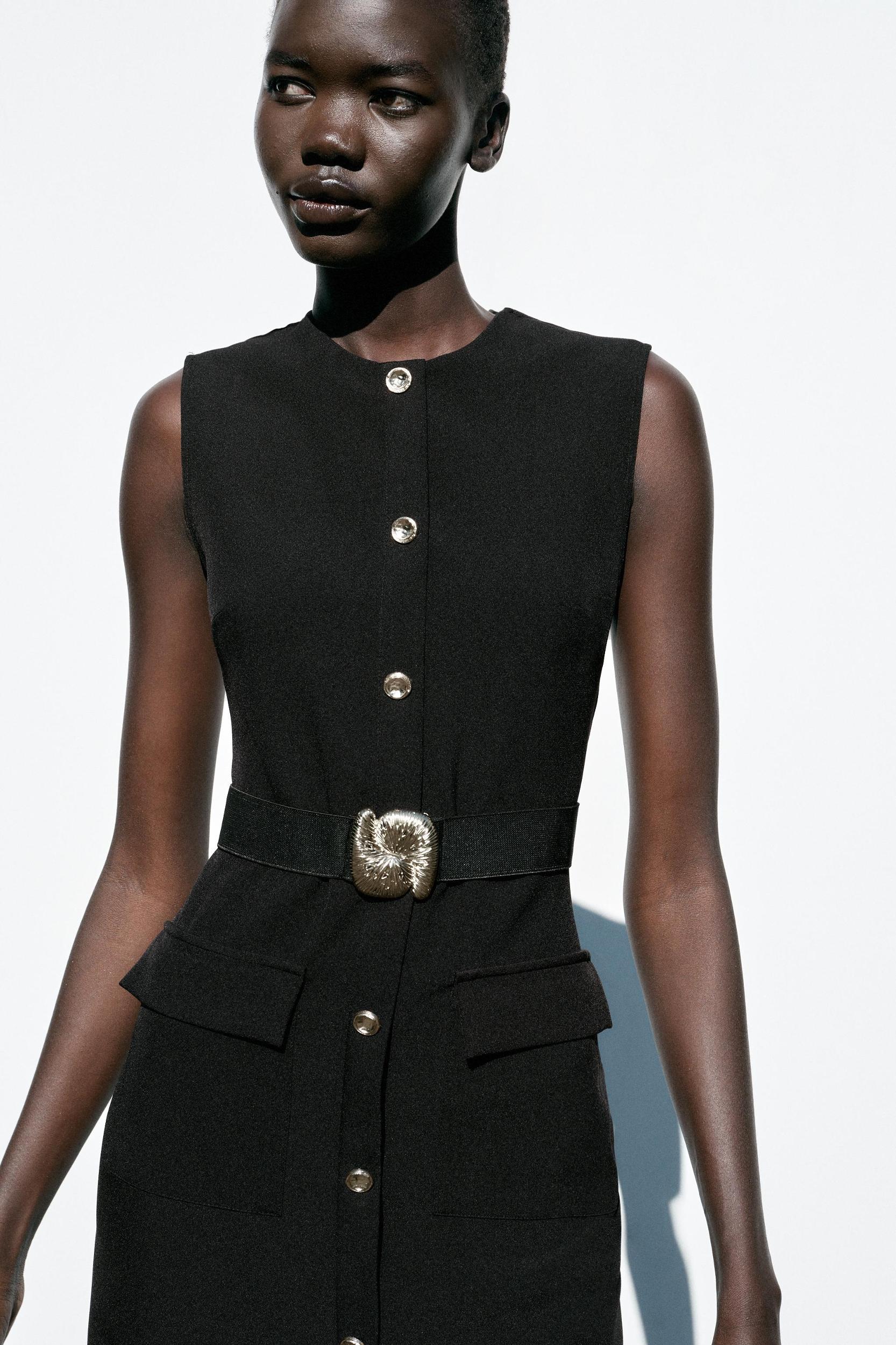 BELTED CREPE MIDI DRESS Product Image