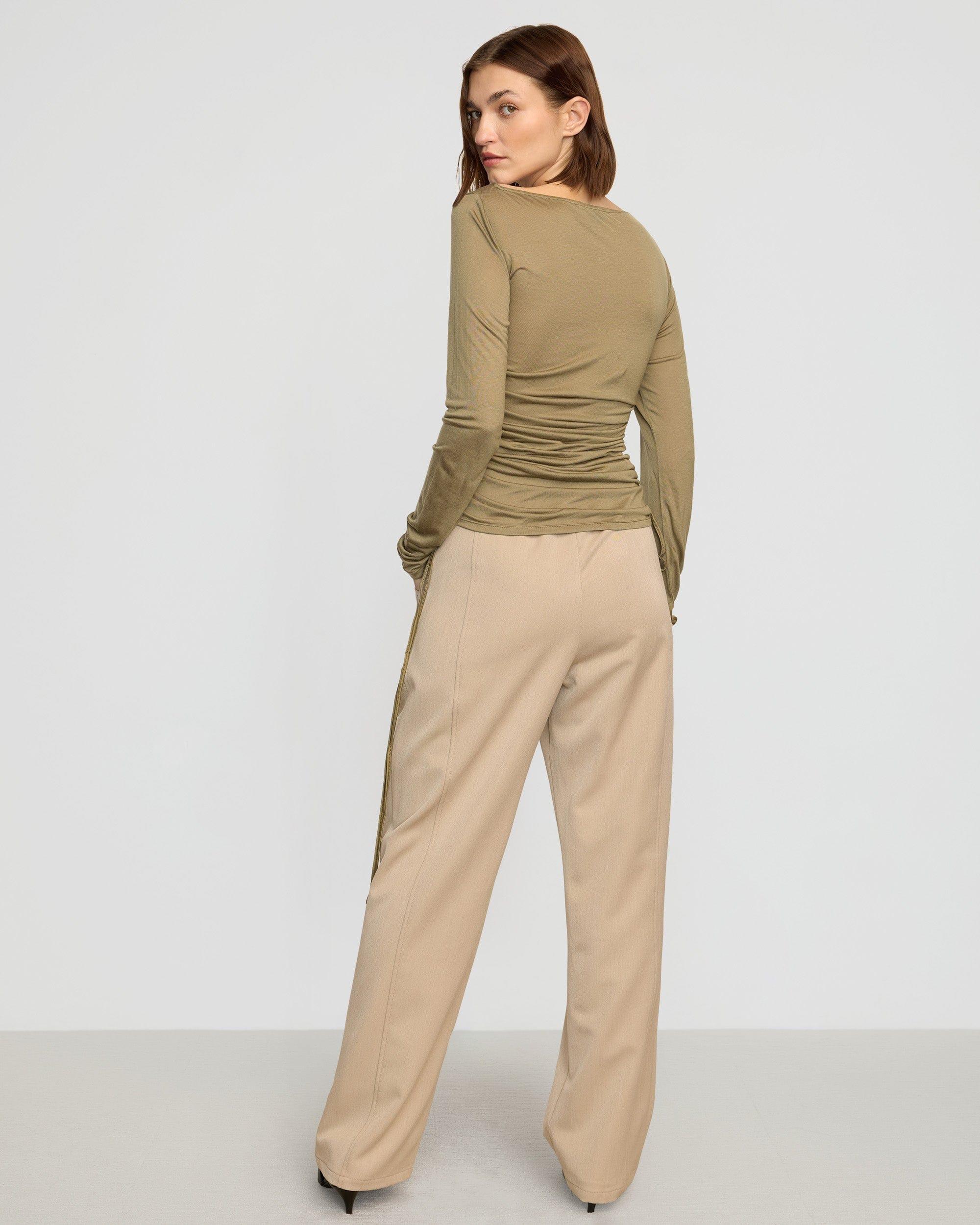 Joan Tencel Ruched-Side Semi-Sheer Tee Product Image