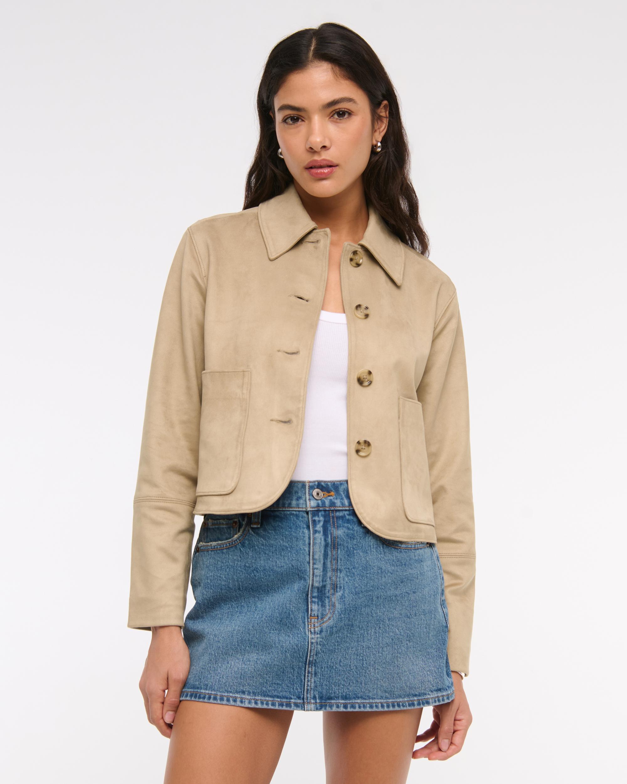 Vegan Suede Button-Through Jacket Product Image