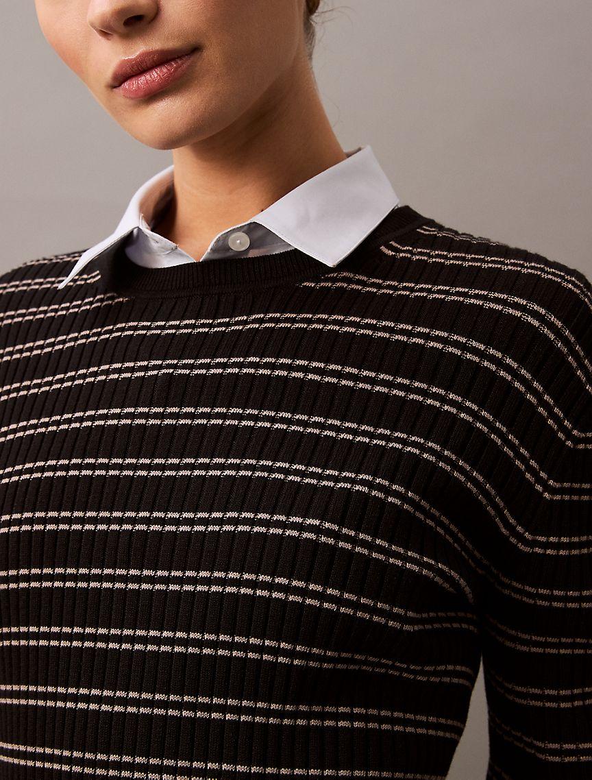 Smooth Cotton Rib Stripe Sweater Product Image