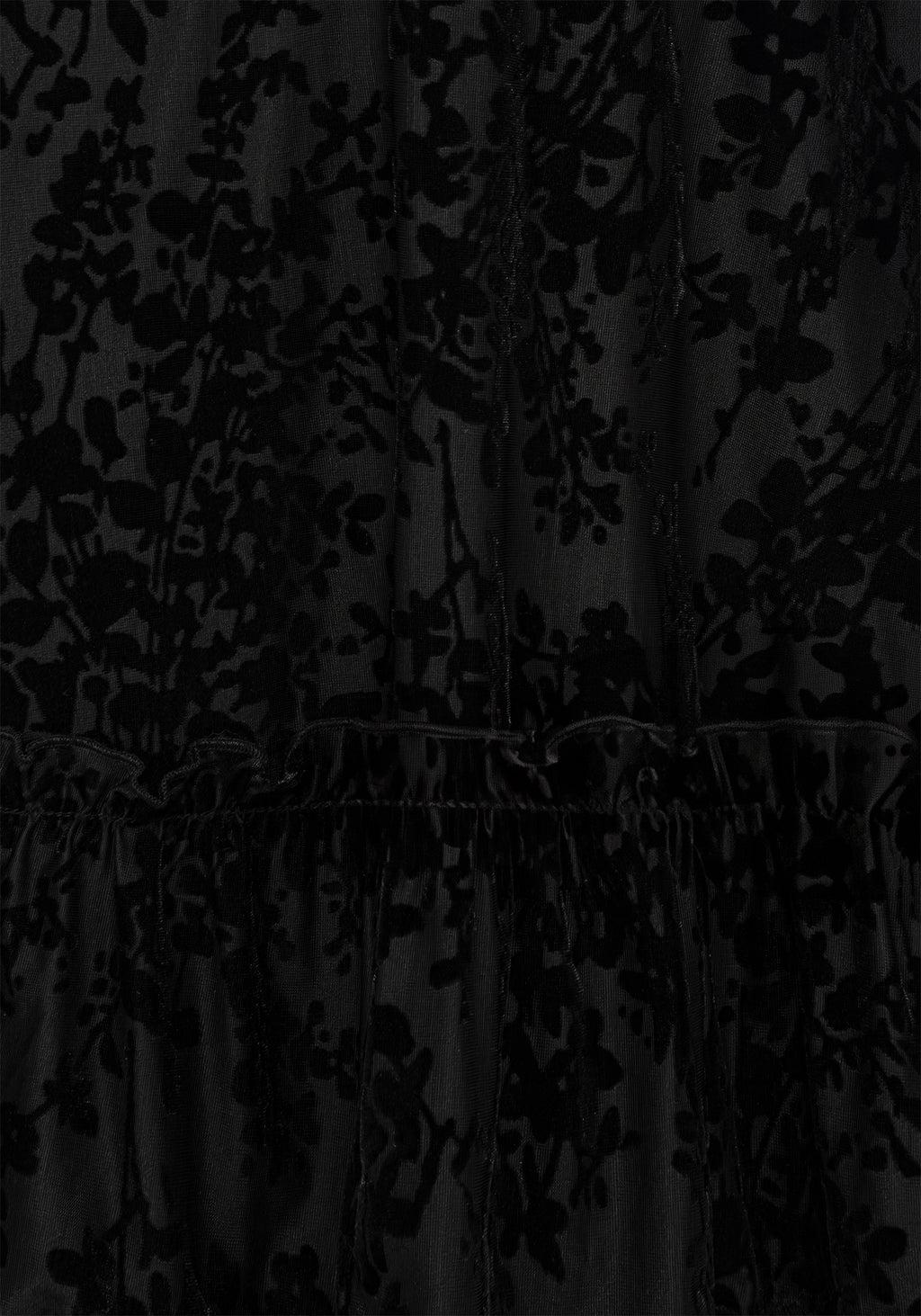 Lilias Devoré Velour Mesh Tiered Mini Dress Product Image