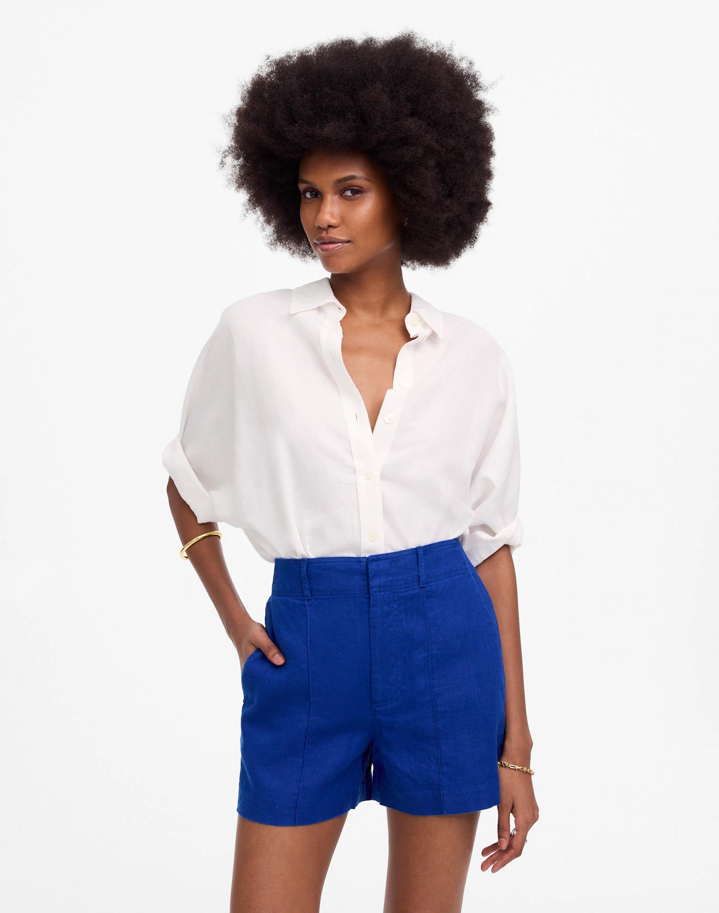 Pintucked Shorts in 100% Linen Product Image