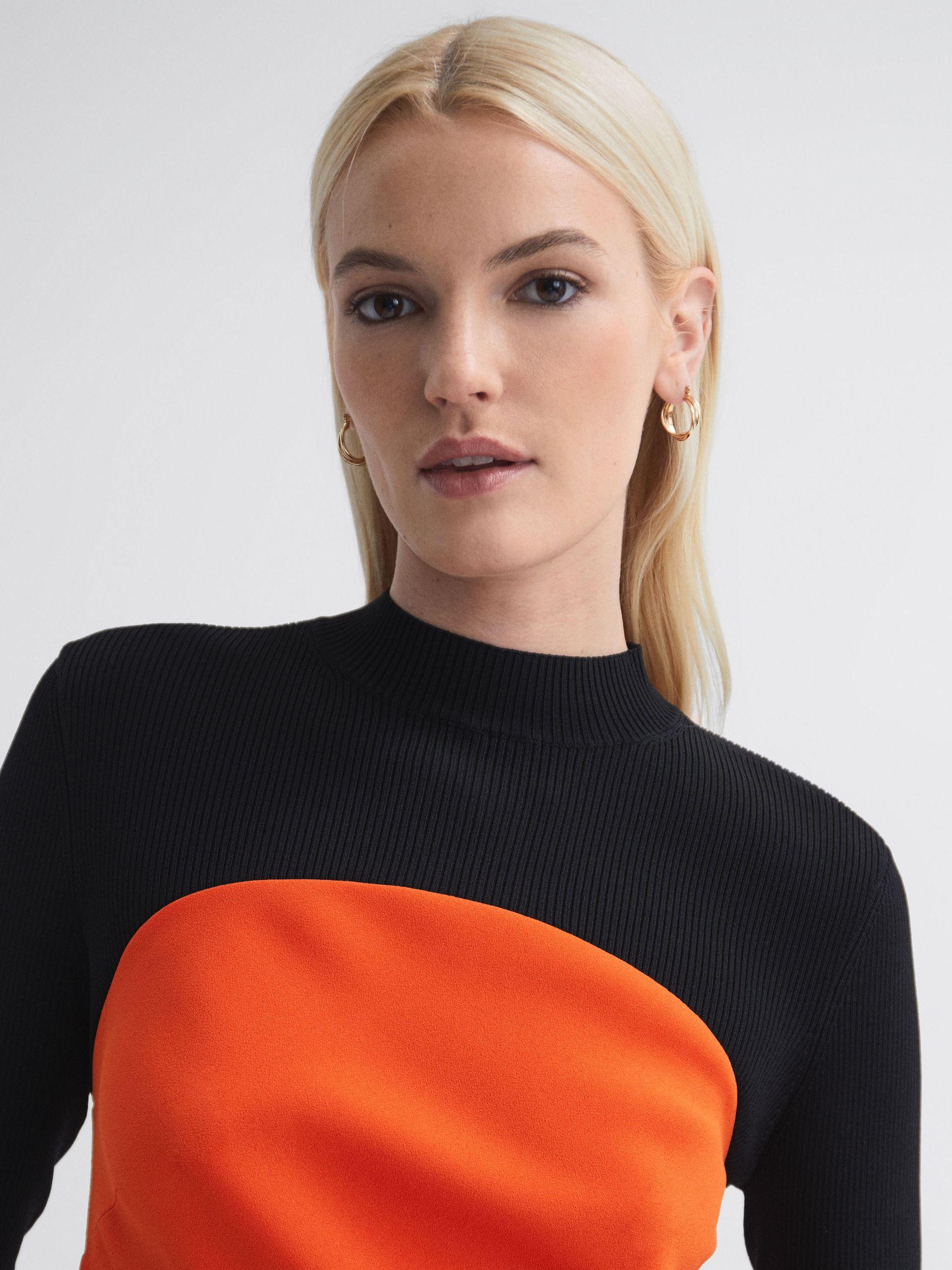 Florere Hybrid Knit Midi Dress in Bright Orange Product Image