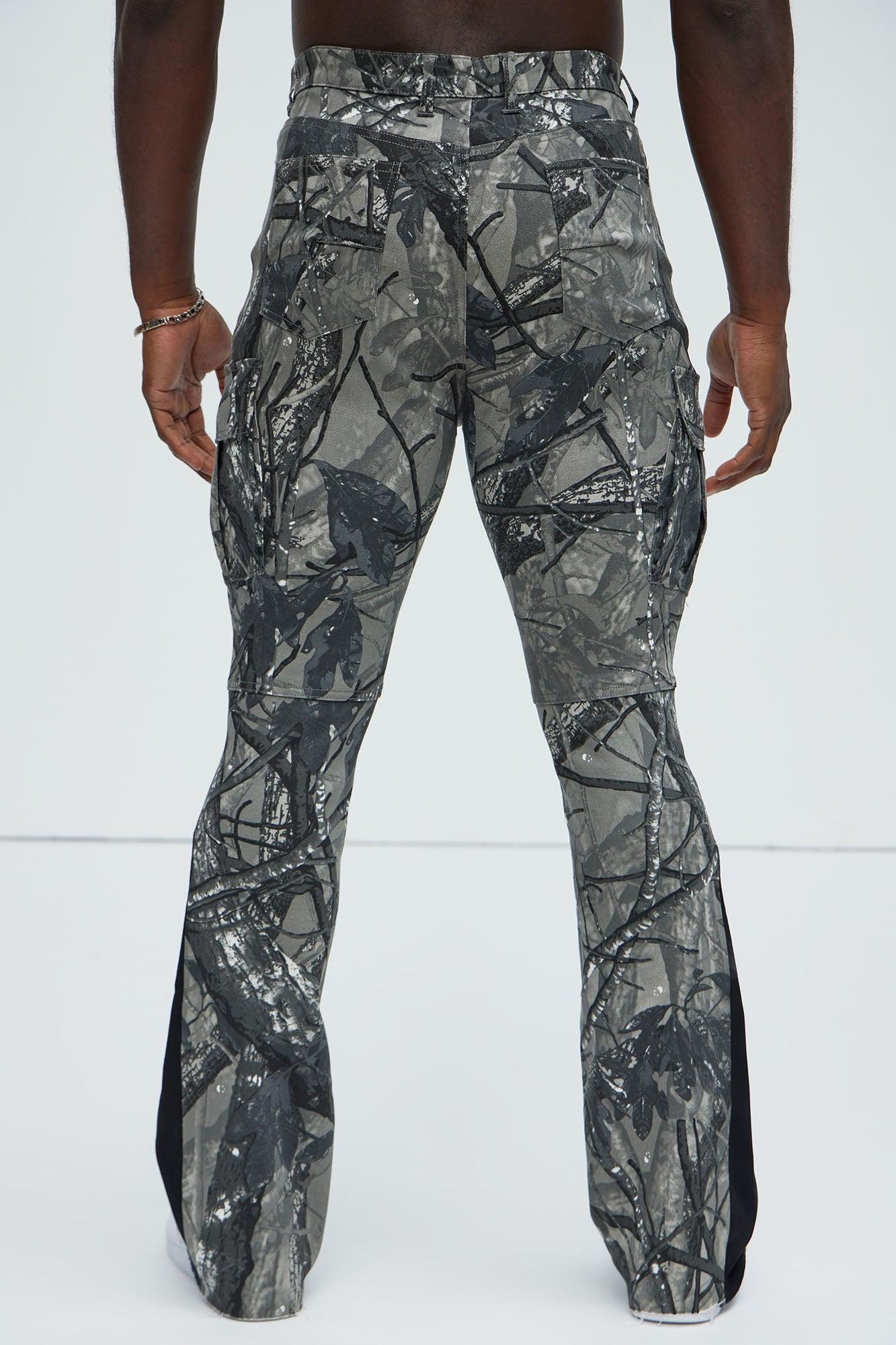 All Over Print Stacked Twill Flare Pant - Grey/combo Product Image