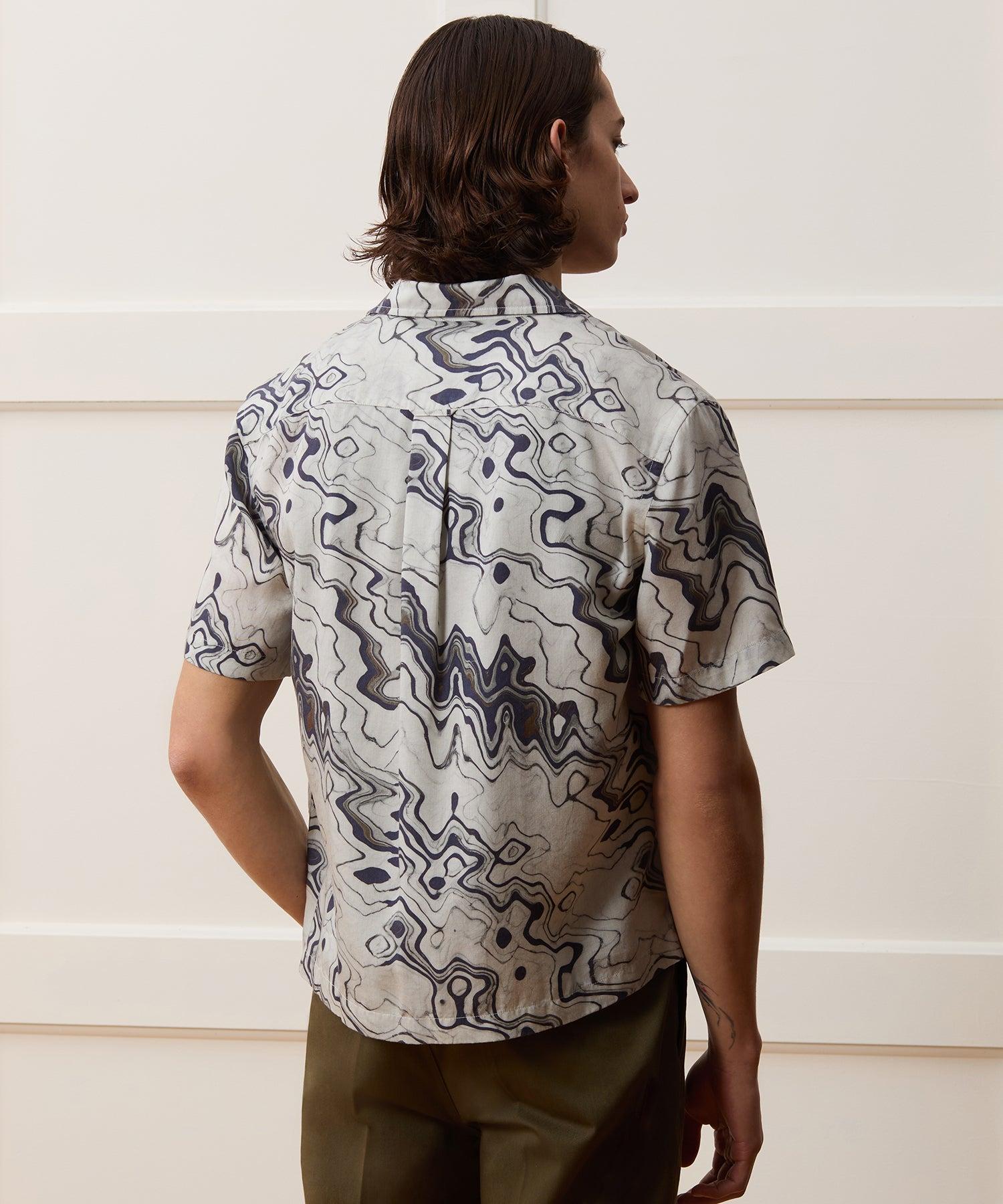 Cropped Rayon Camp Collar Shirt Product Image