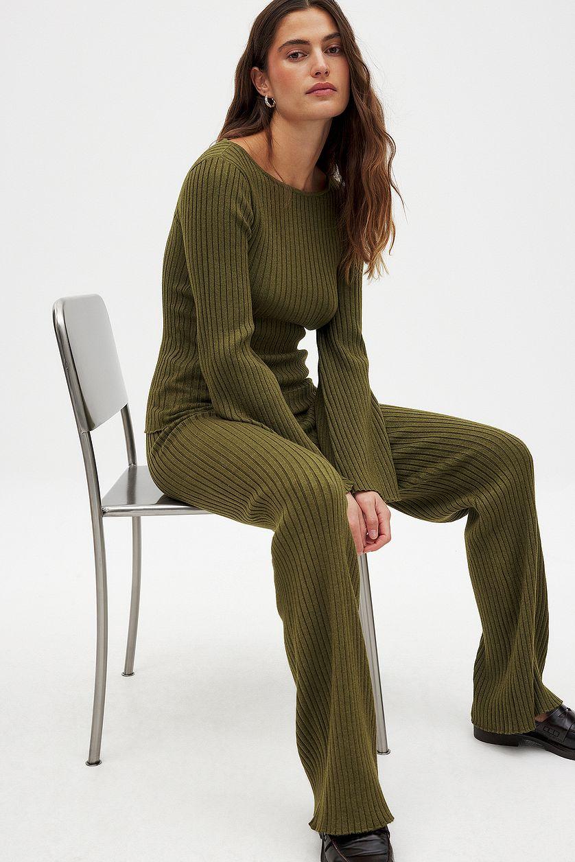 Rib Knitted Trousers Product Image