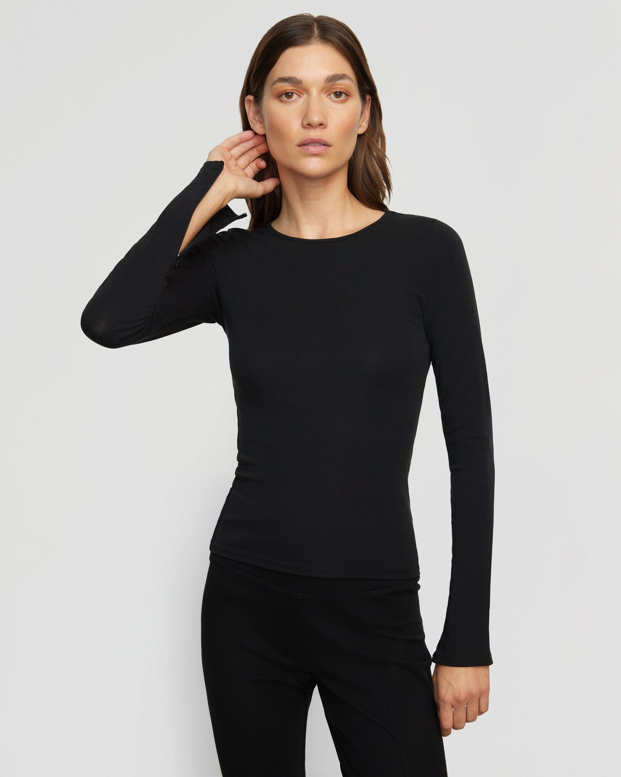 Ronit Zipper-Sleeve Crew-Neck Tee Product Image